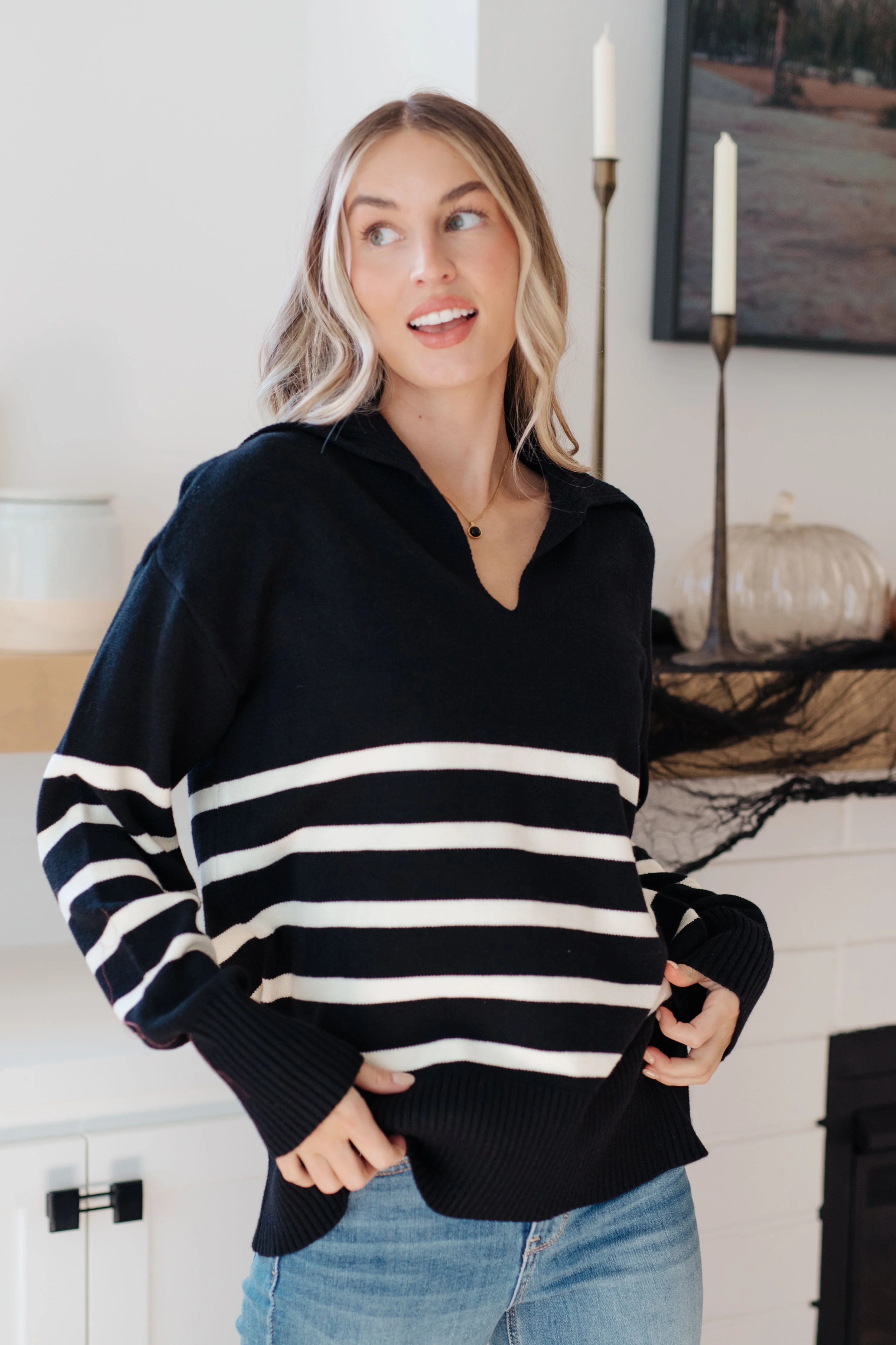 From Here On Out Striped Sweater - Makeswep