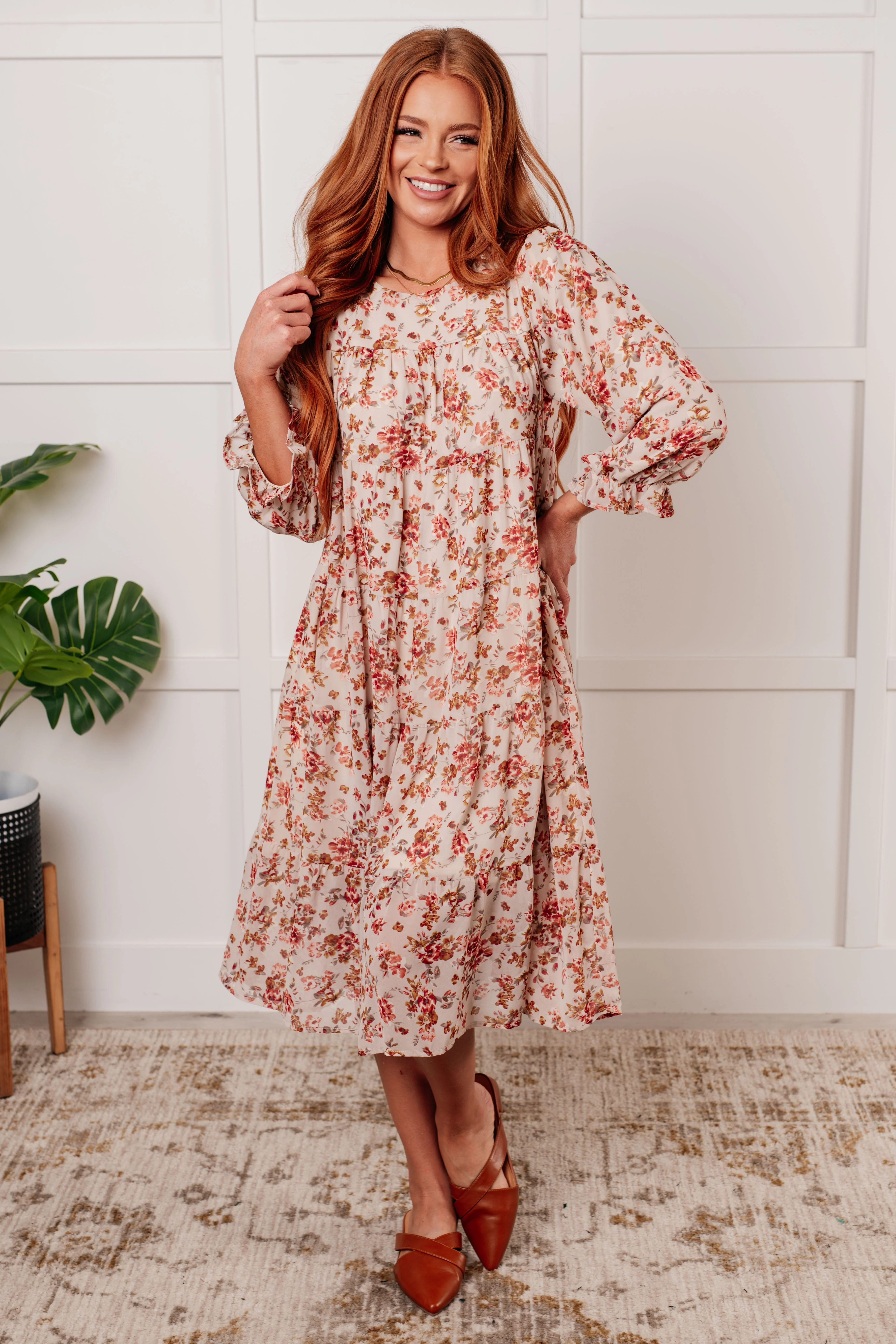 Next to You Balloon Sleeve Floral Dress - Makeswep