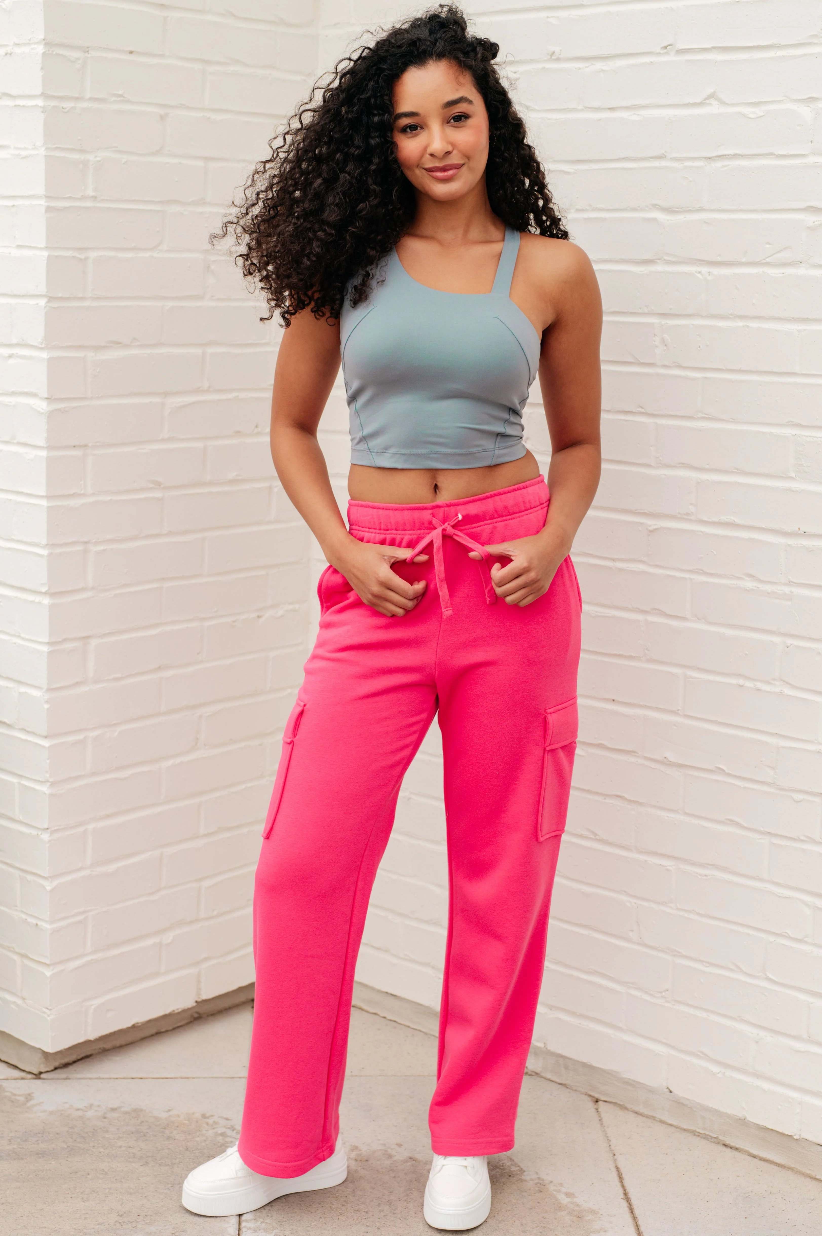 Run, Don't Walk Cargo Sweatpants in Flamingo Pink - Makeswep