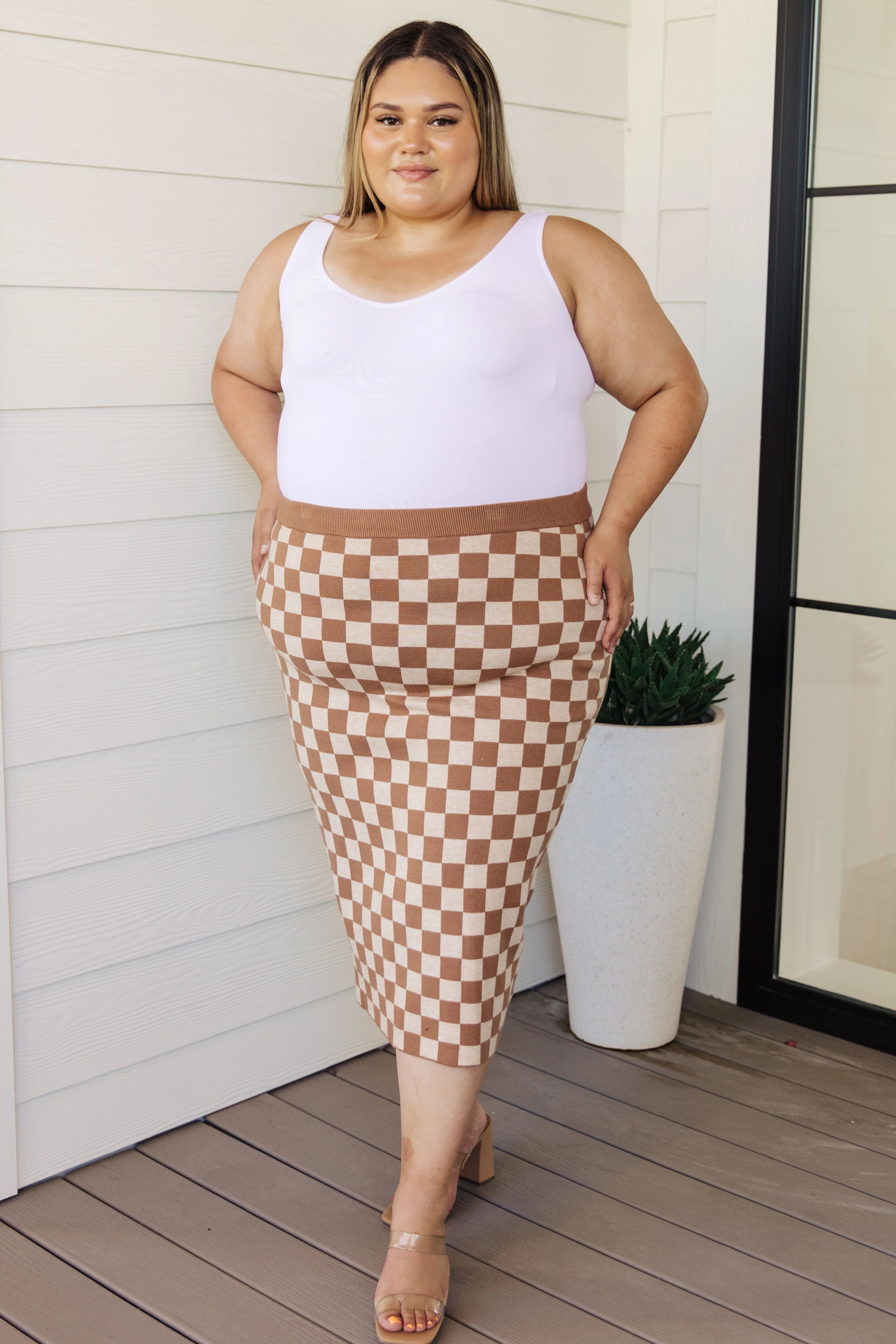 Start Your Engines Checkered Midi Skirt - Makeswep
