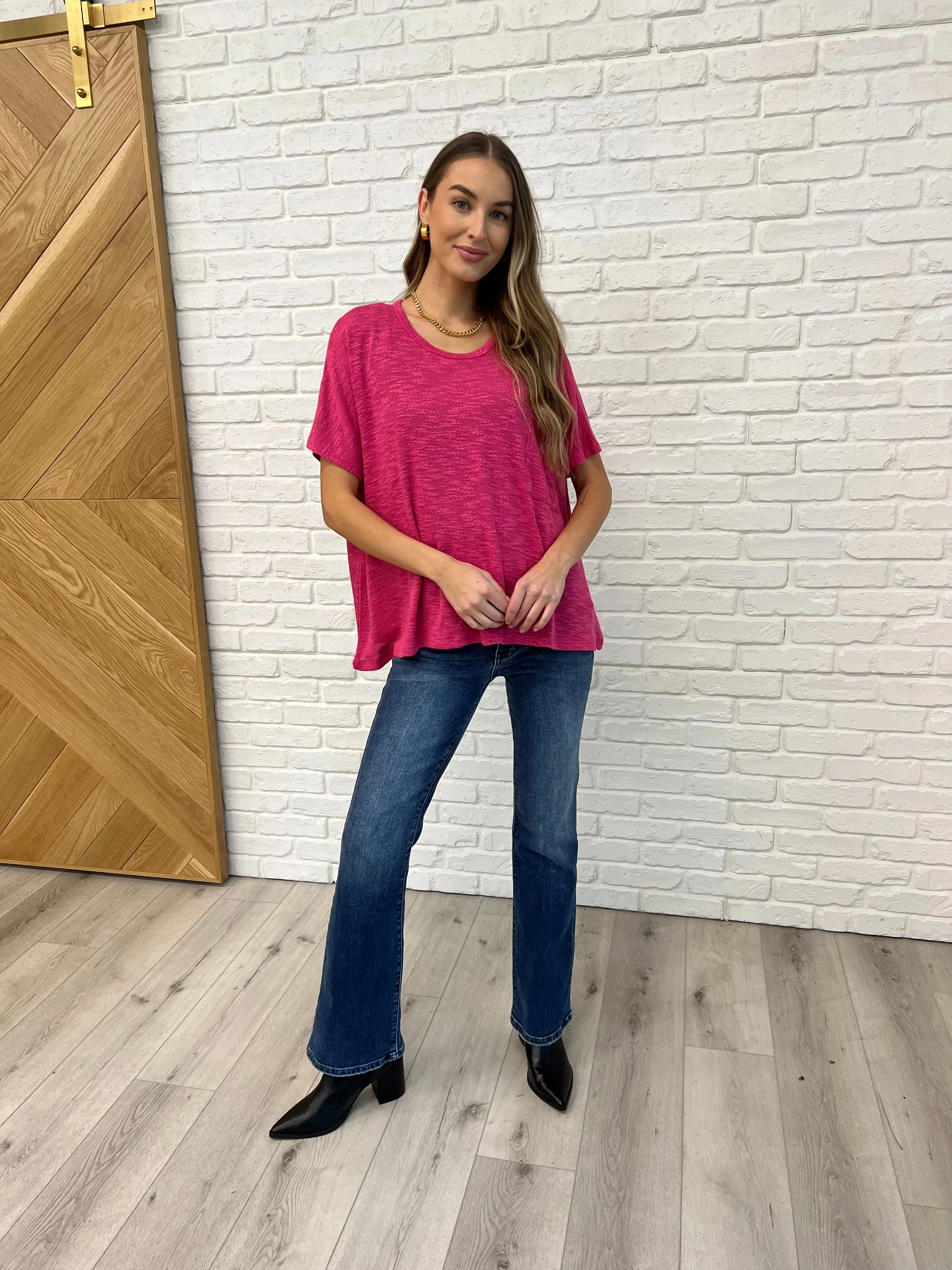 Basically Flowing Dolman Sleeve Top in Hot Pink - Makeswep