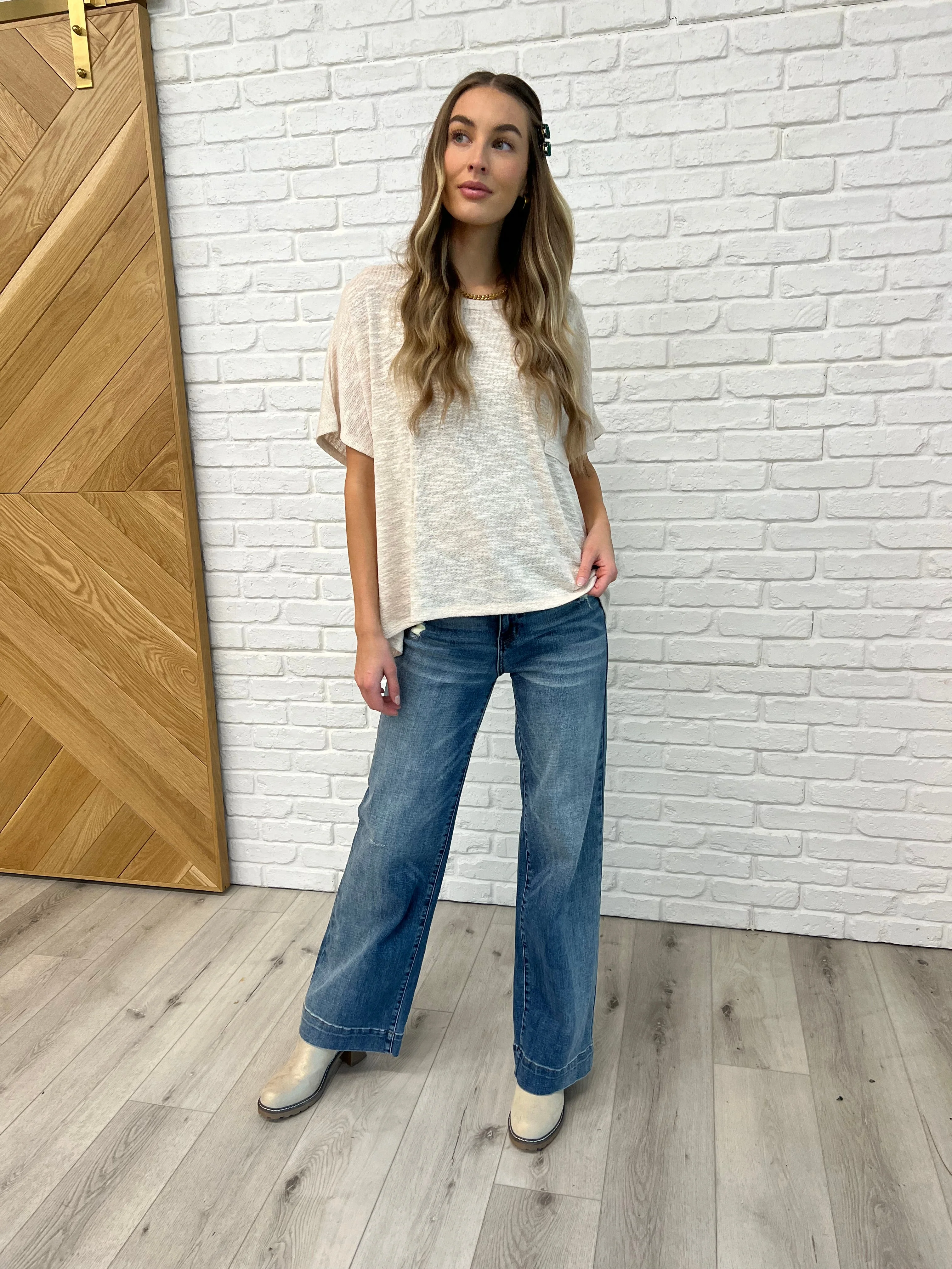 Basically Flowing Dolman Sleeve Top in Sand Beige - Makeswep