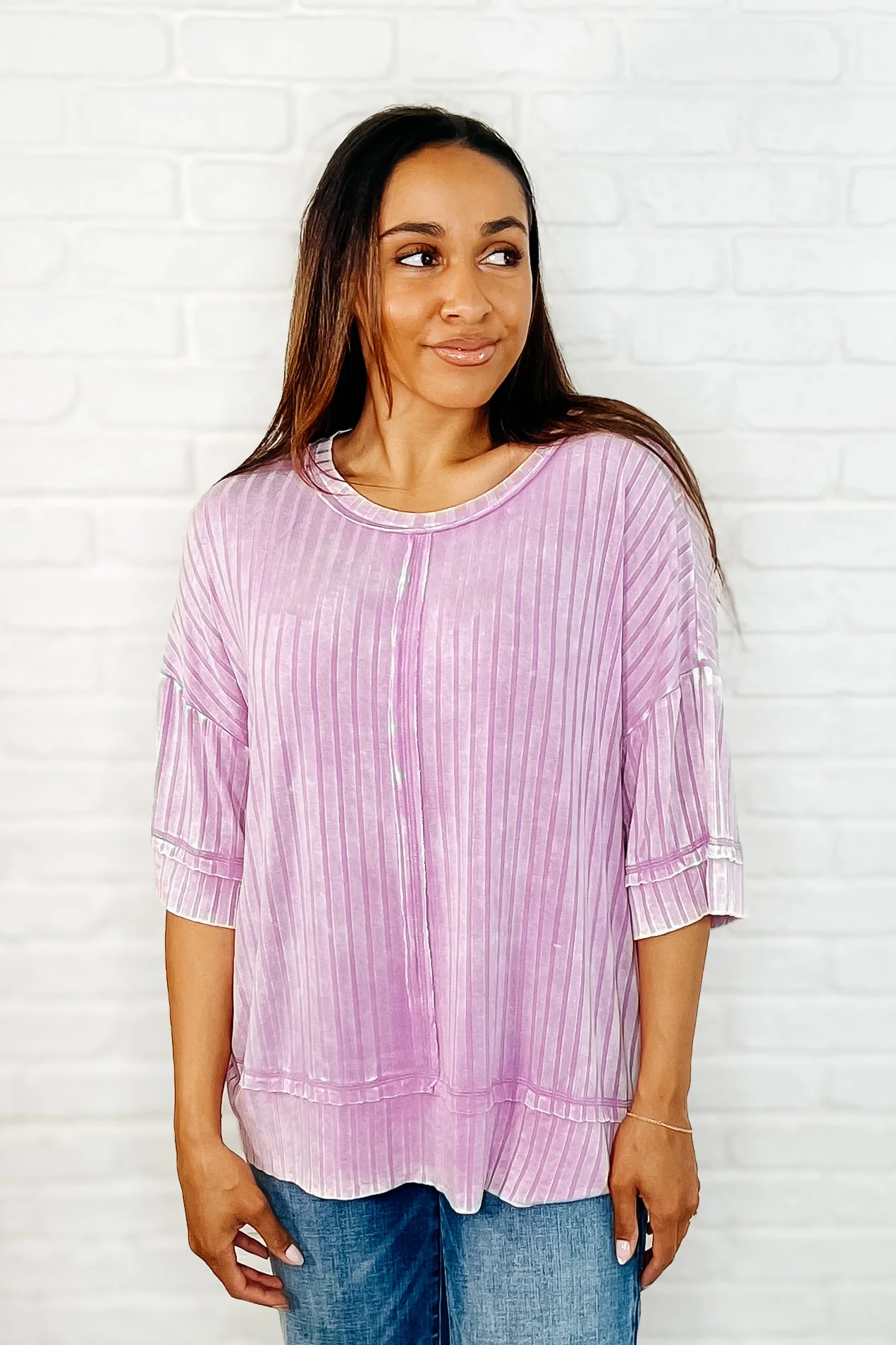 Loosely Speaking Oversized Basic Top in Mauve - Makeswep