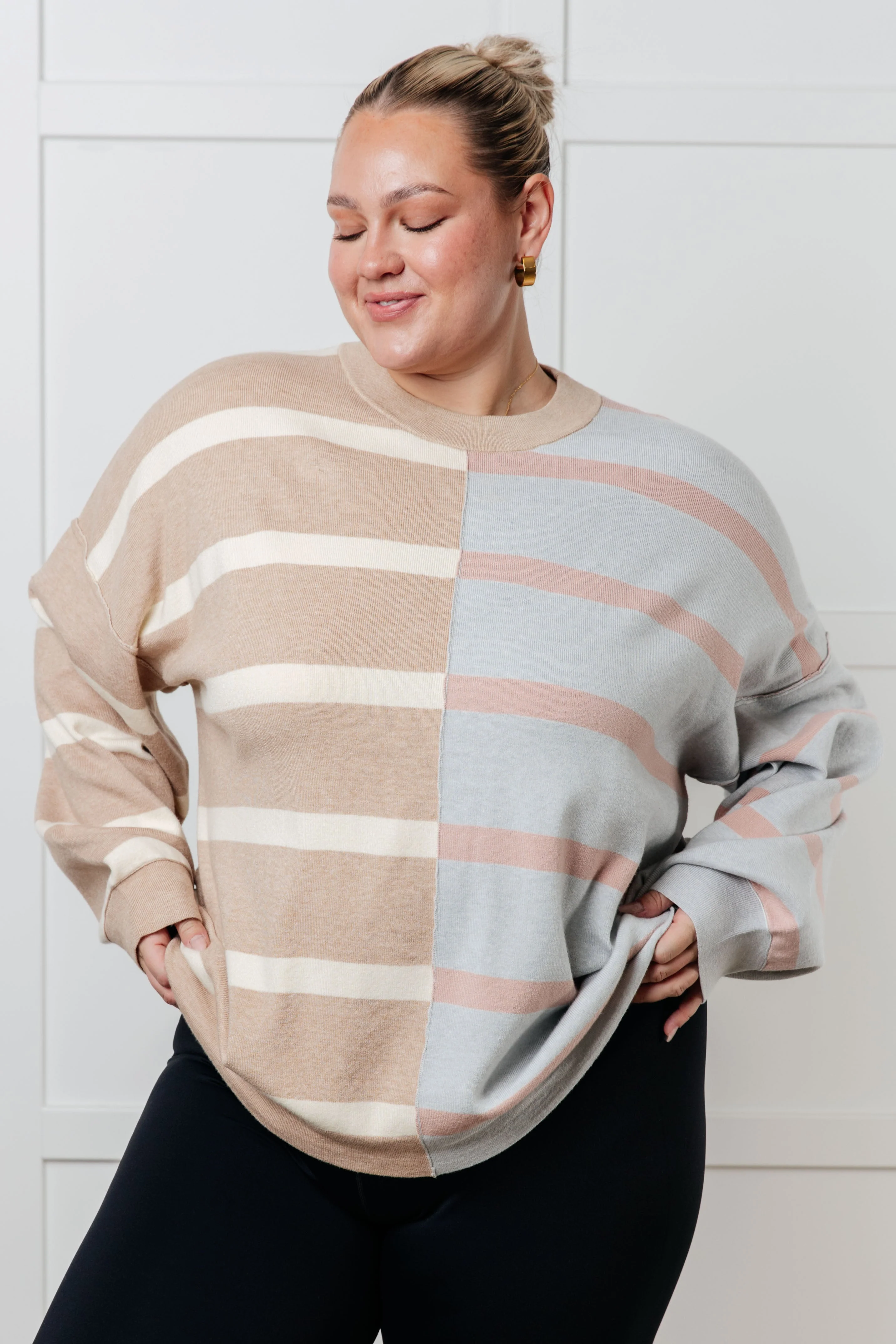 Exceptional Thought Striped Patchwork Sweater - Makeswep