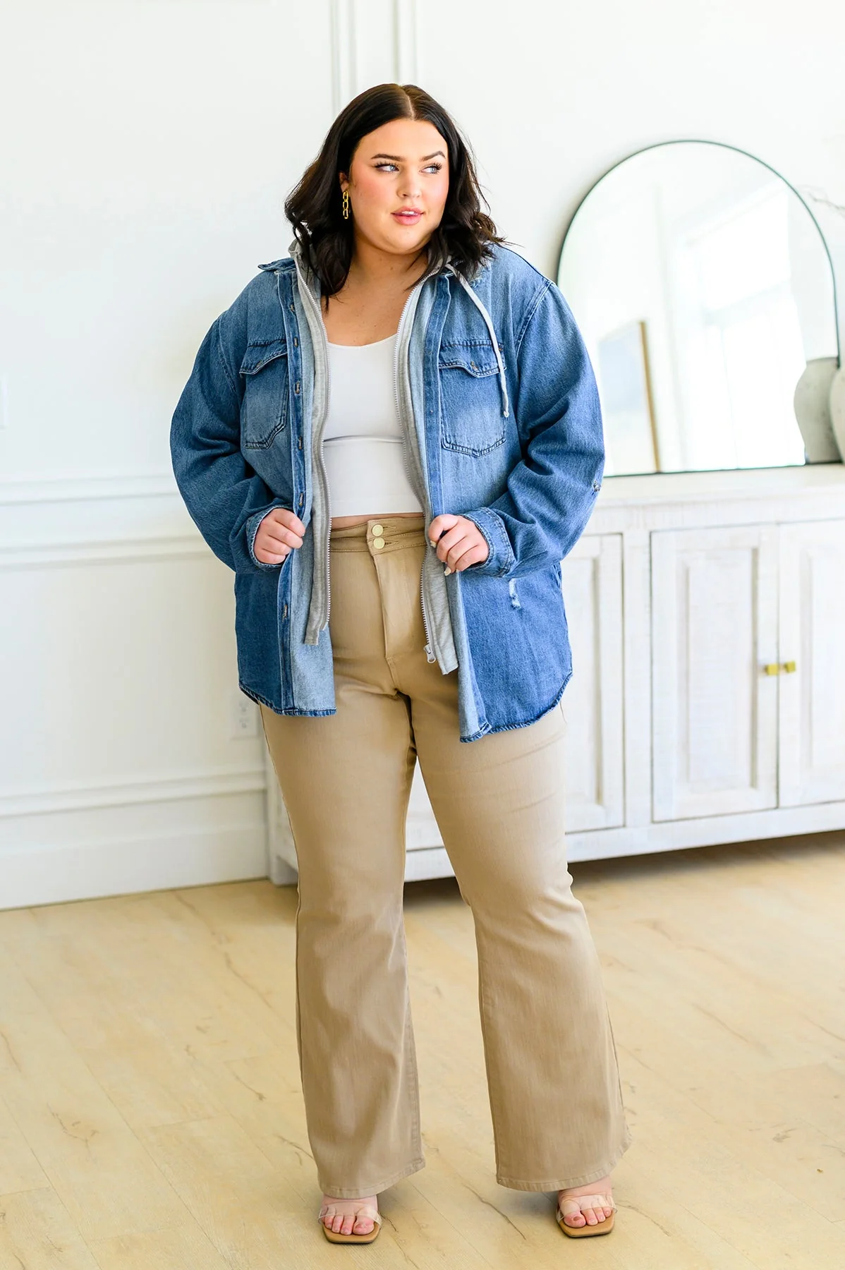 RISEN JEANS Jordan Hooded Denim Shacket - Makeswep