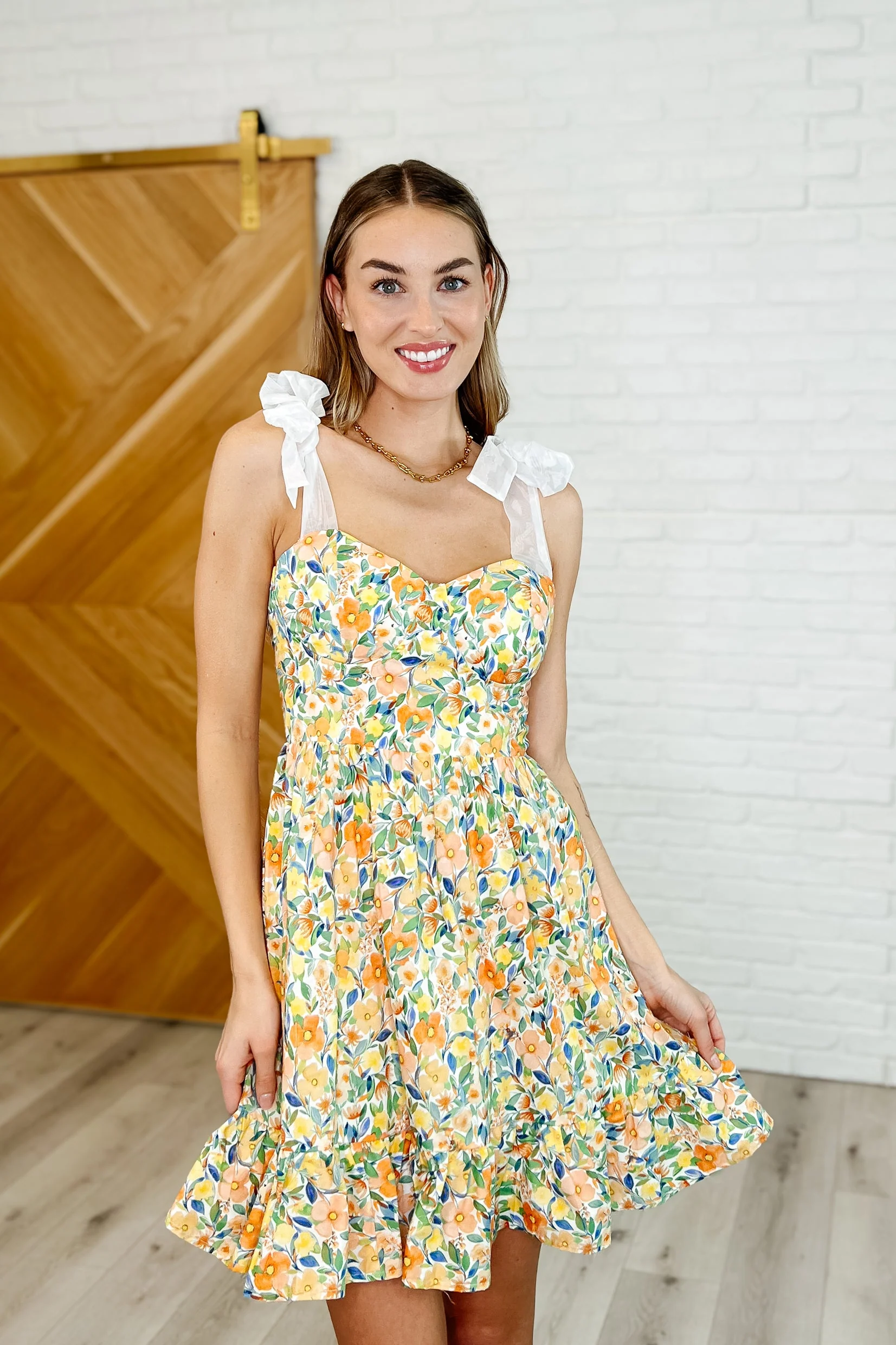 Miss Frills A Lot Flare Mini Dress in Orange - Makeswep