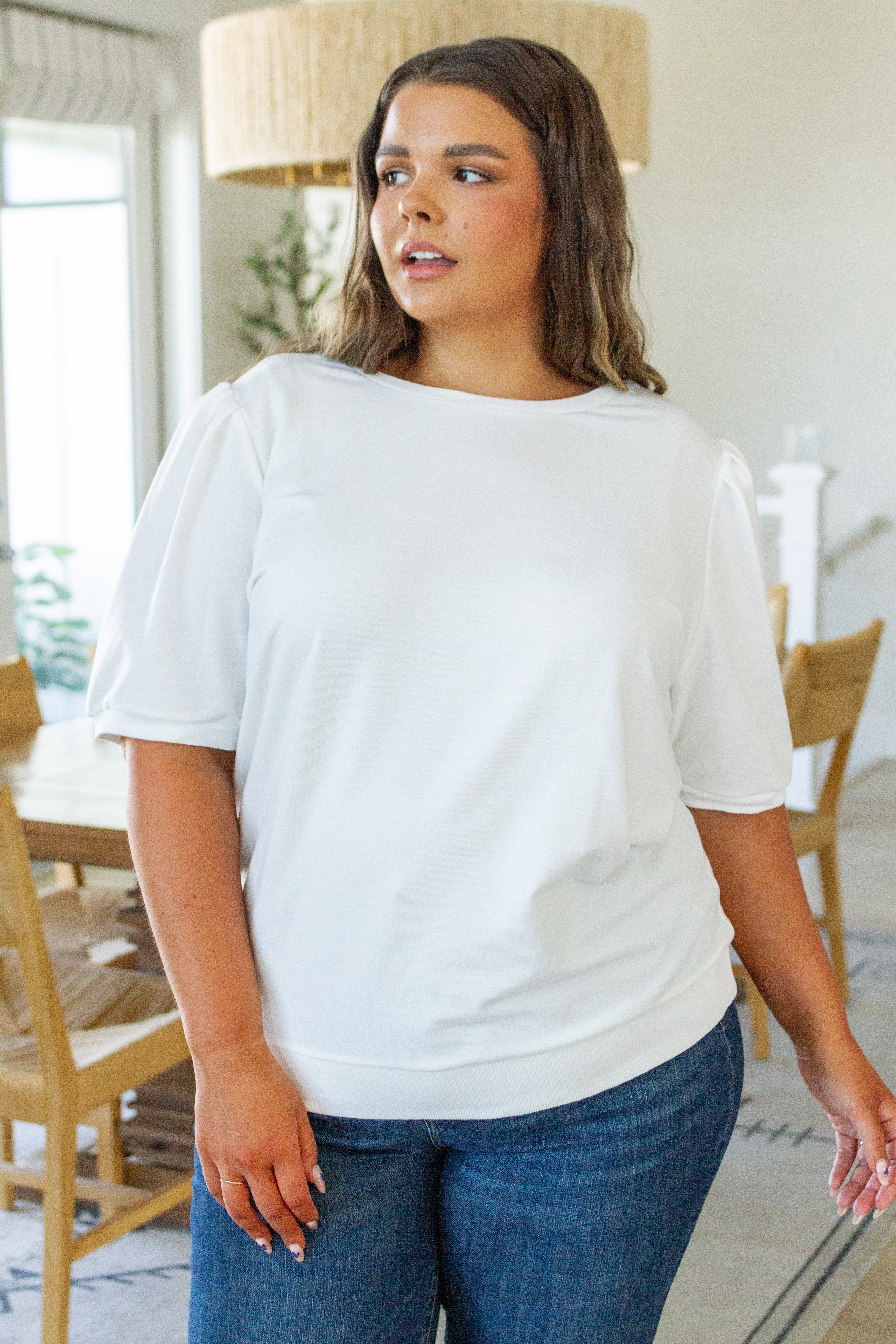 Pristine Puff Sleeve Top in White - Makeswep