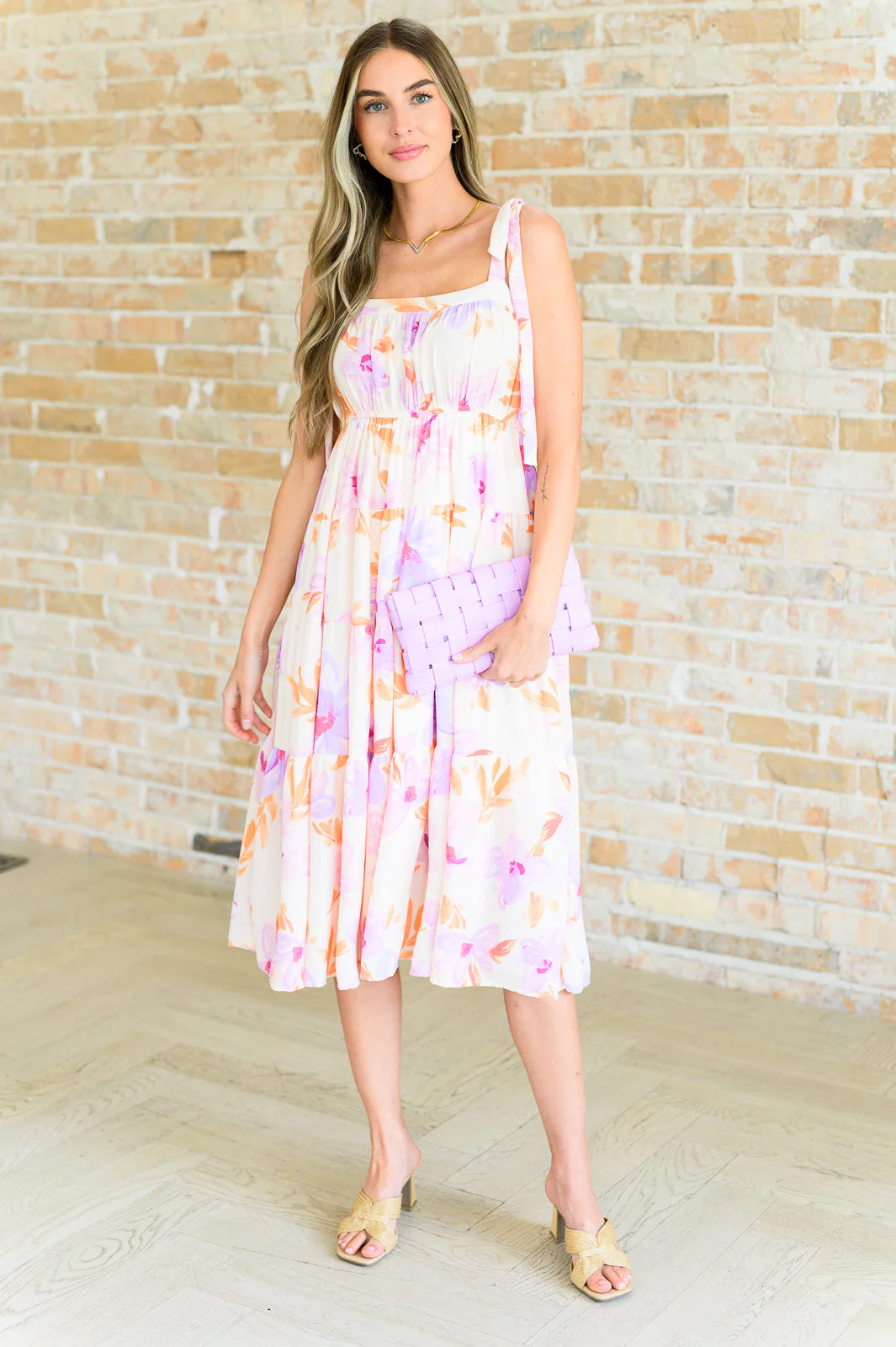 Pastel Petals Floral Midi Dress - Makeswep