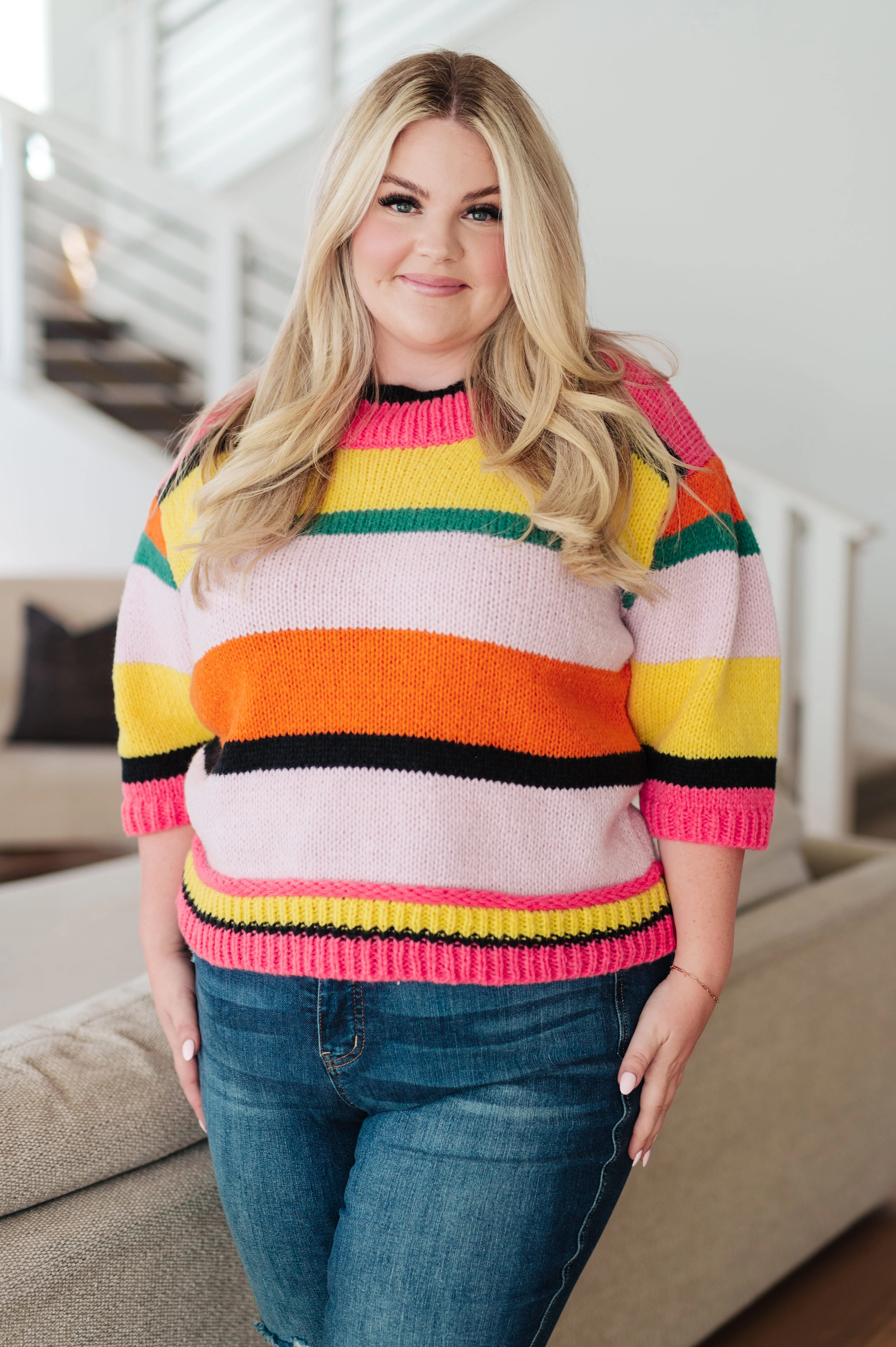 Bright Side Striped Sweater - Makeswep