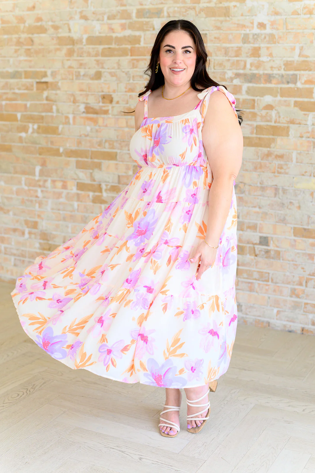 Pastel Petals Floral Midi Dress - Makeswep