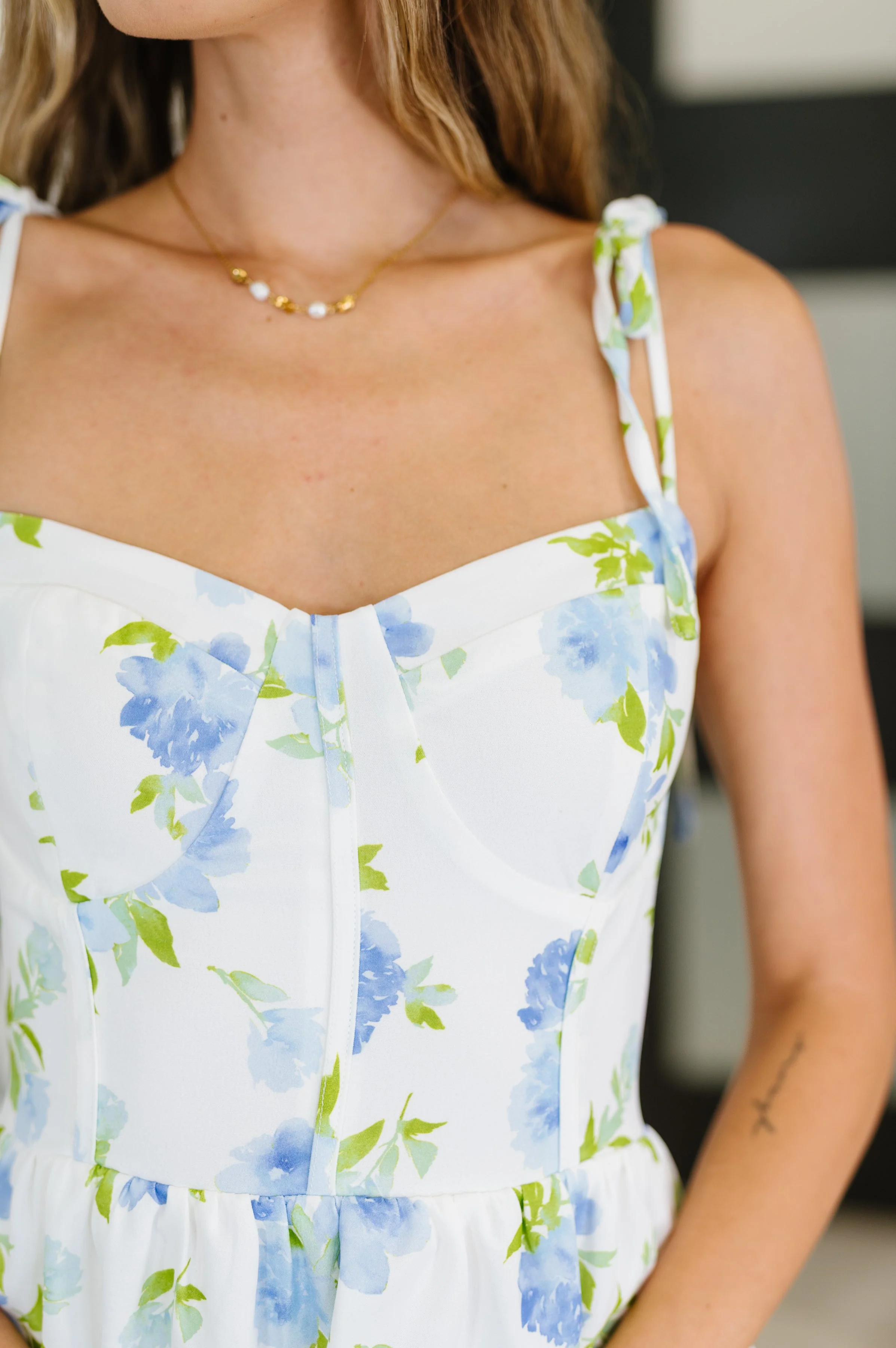 Bloomie Baby Tiered Dress in Ivory/Blue - Makeswep