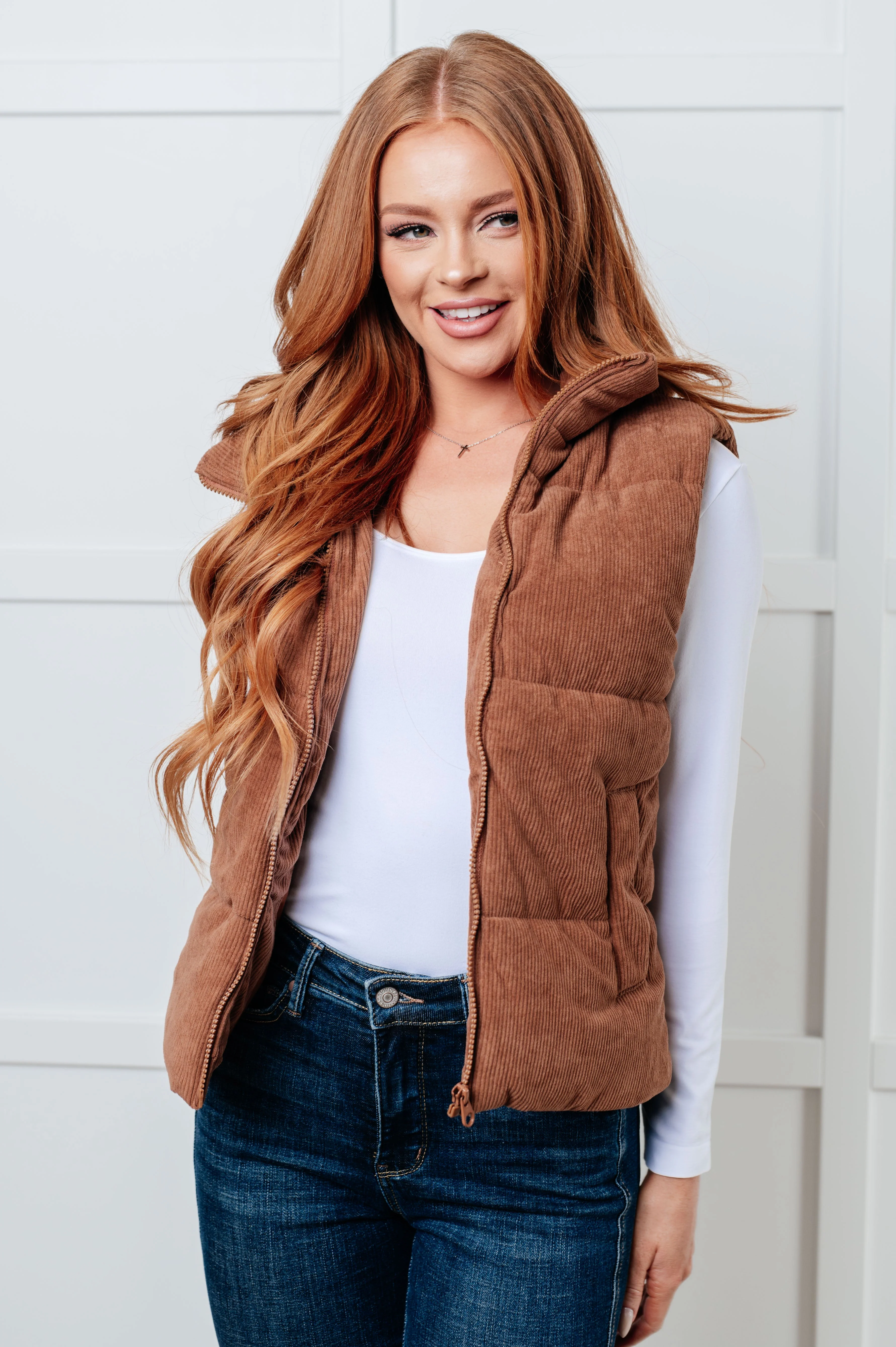 Set Me Up Corduroy Puffer Vest - Makeswep