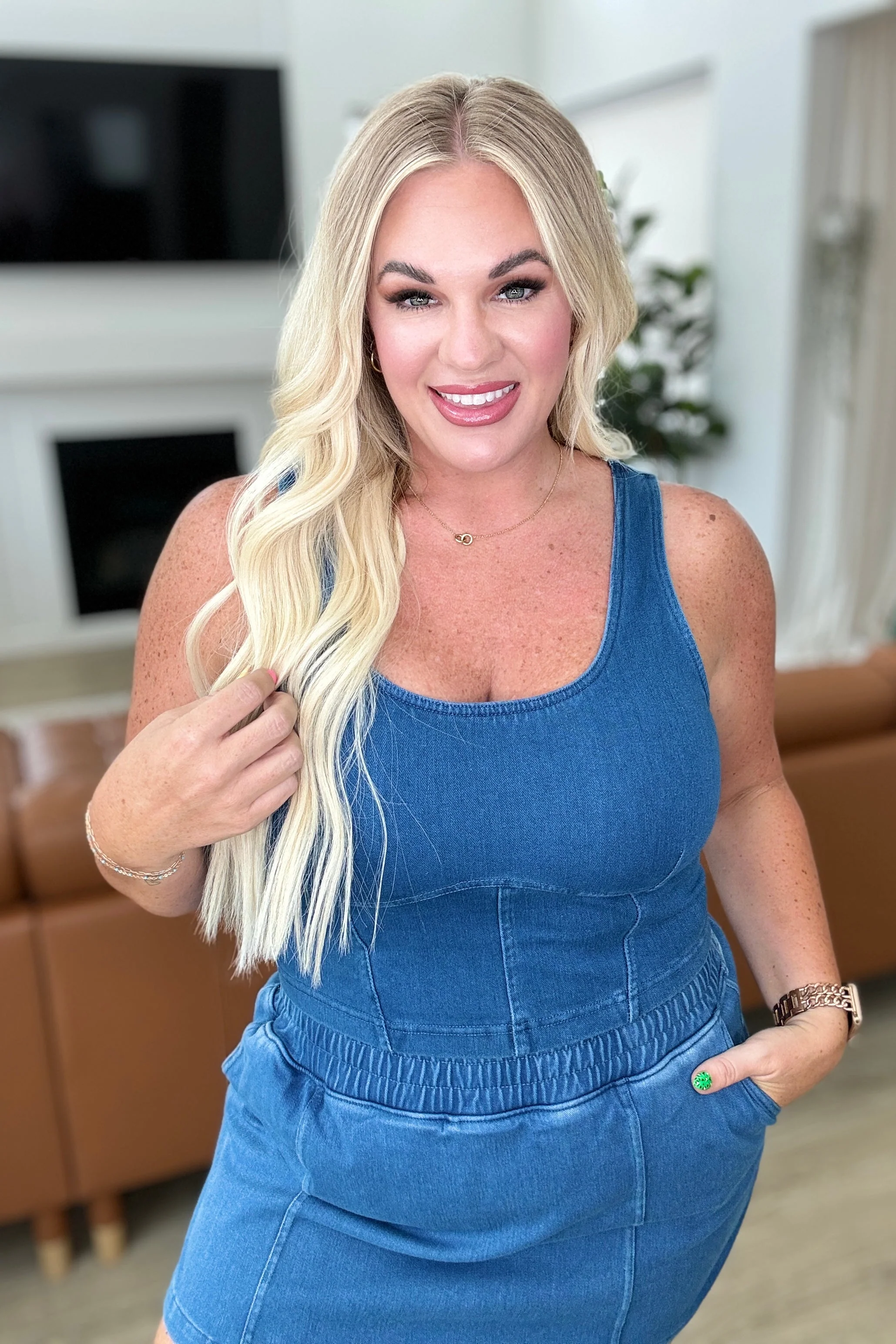 Urban Blues Scoop Neck Top in Light Denim - Makeswep