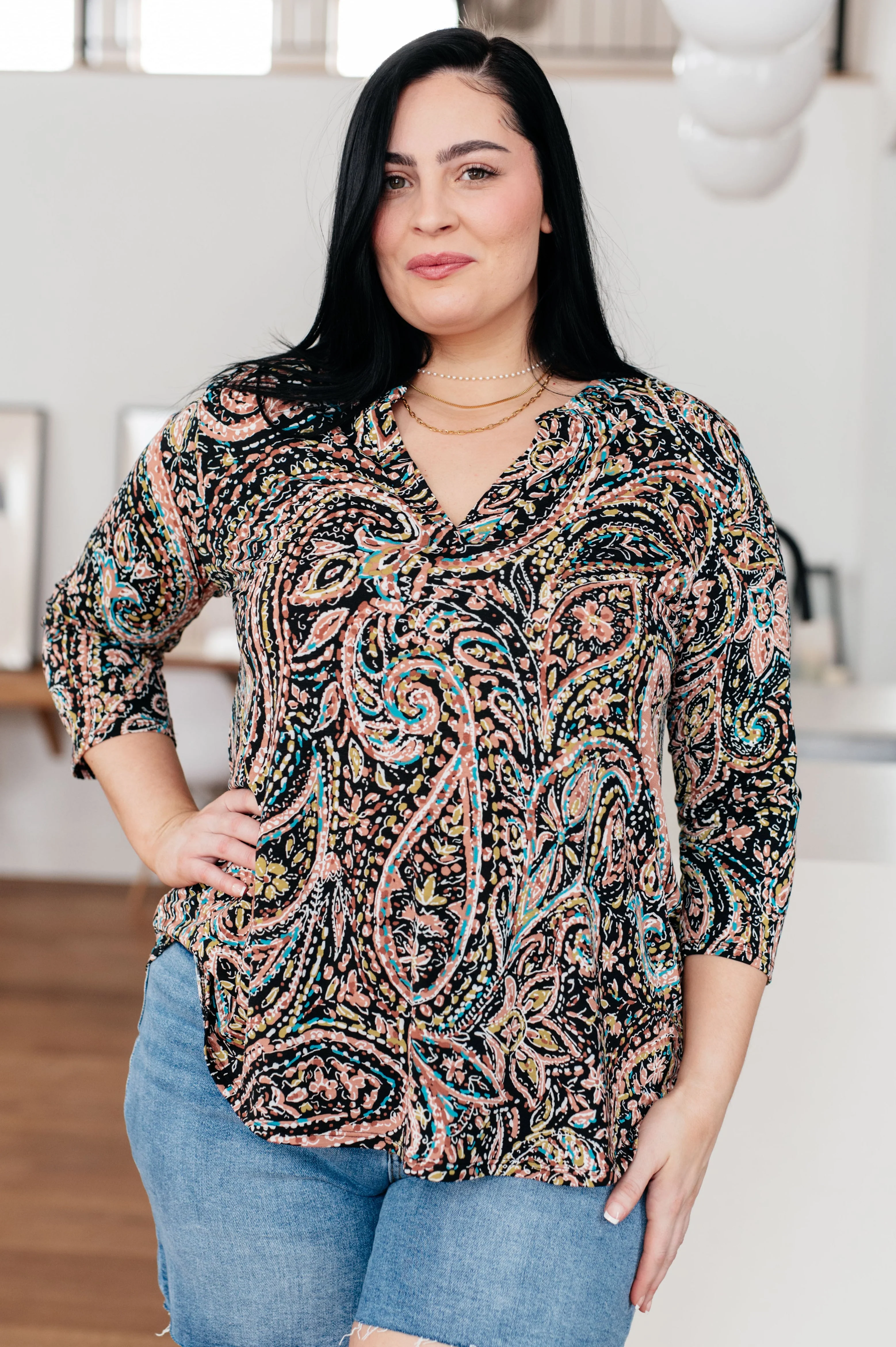 I Think Different Top Teal Paisley - Makeswep
