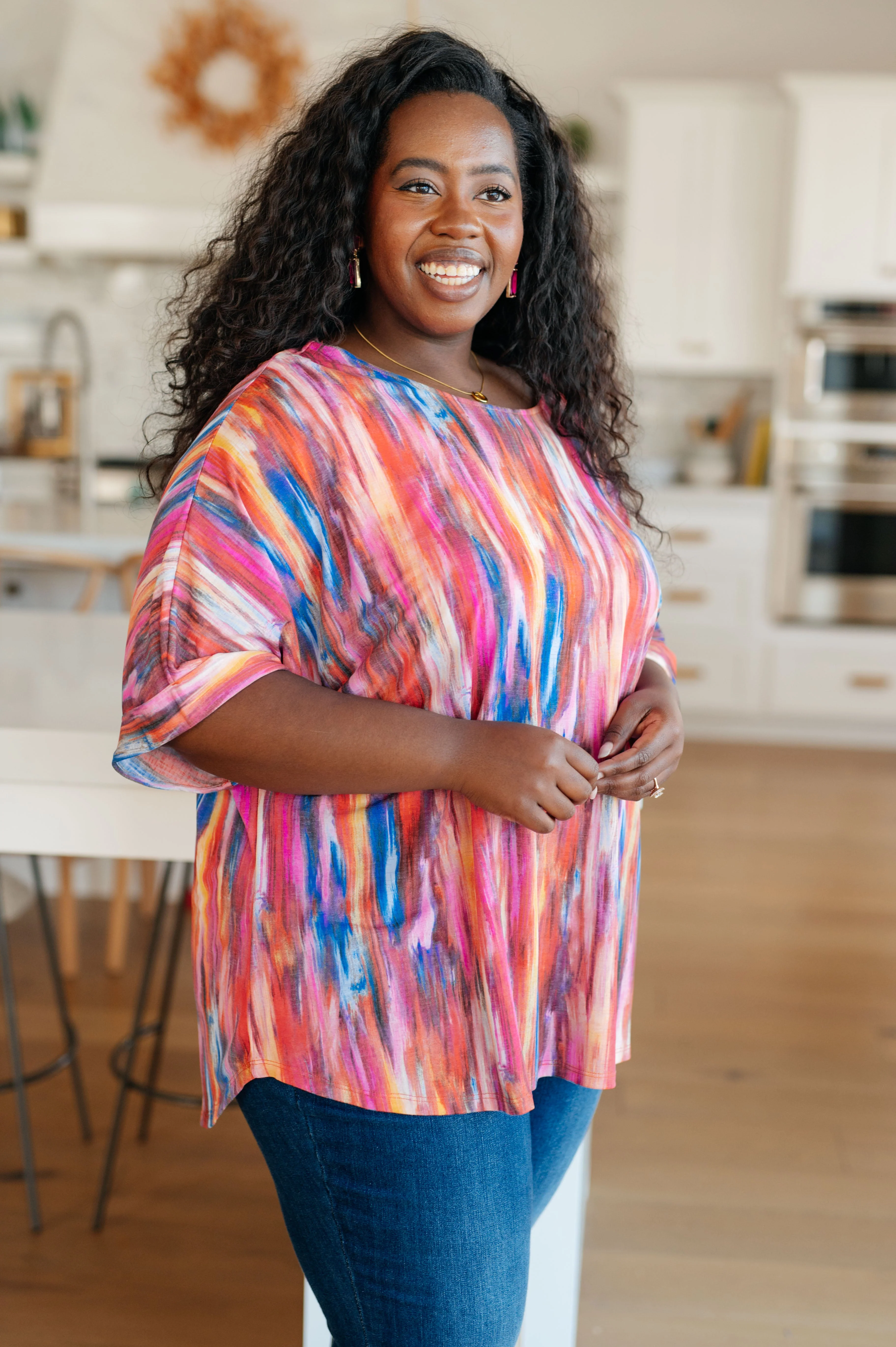 My Bae Boyfriend Top in Pink Kaleidoscope - Makeswep