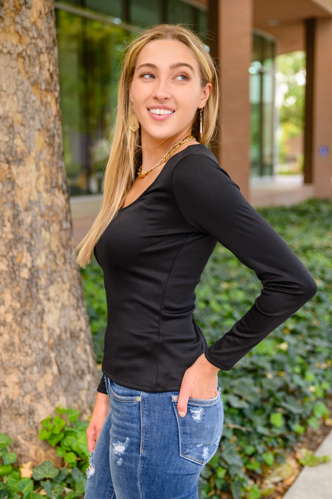 Can You Believe It Basic Long Sleeve Top In Black - Makeswep