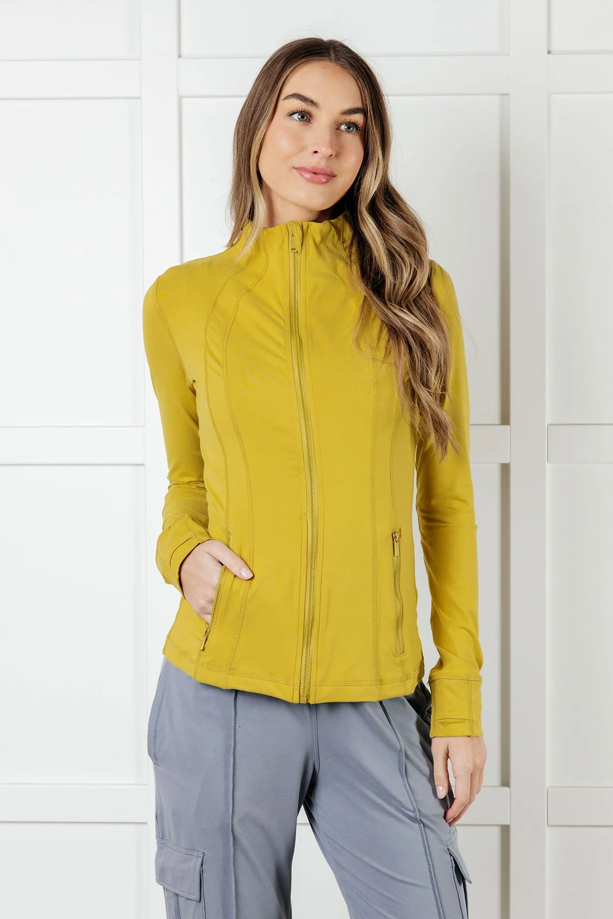 Staying Swift Activewear Jacket in Yellow Pear - Makeswep