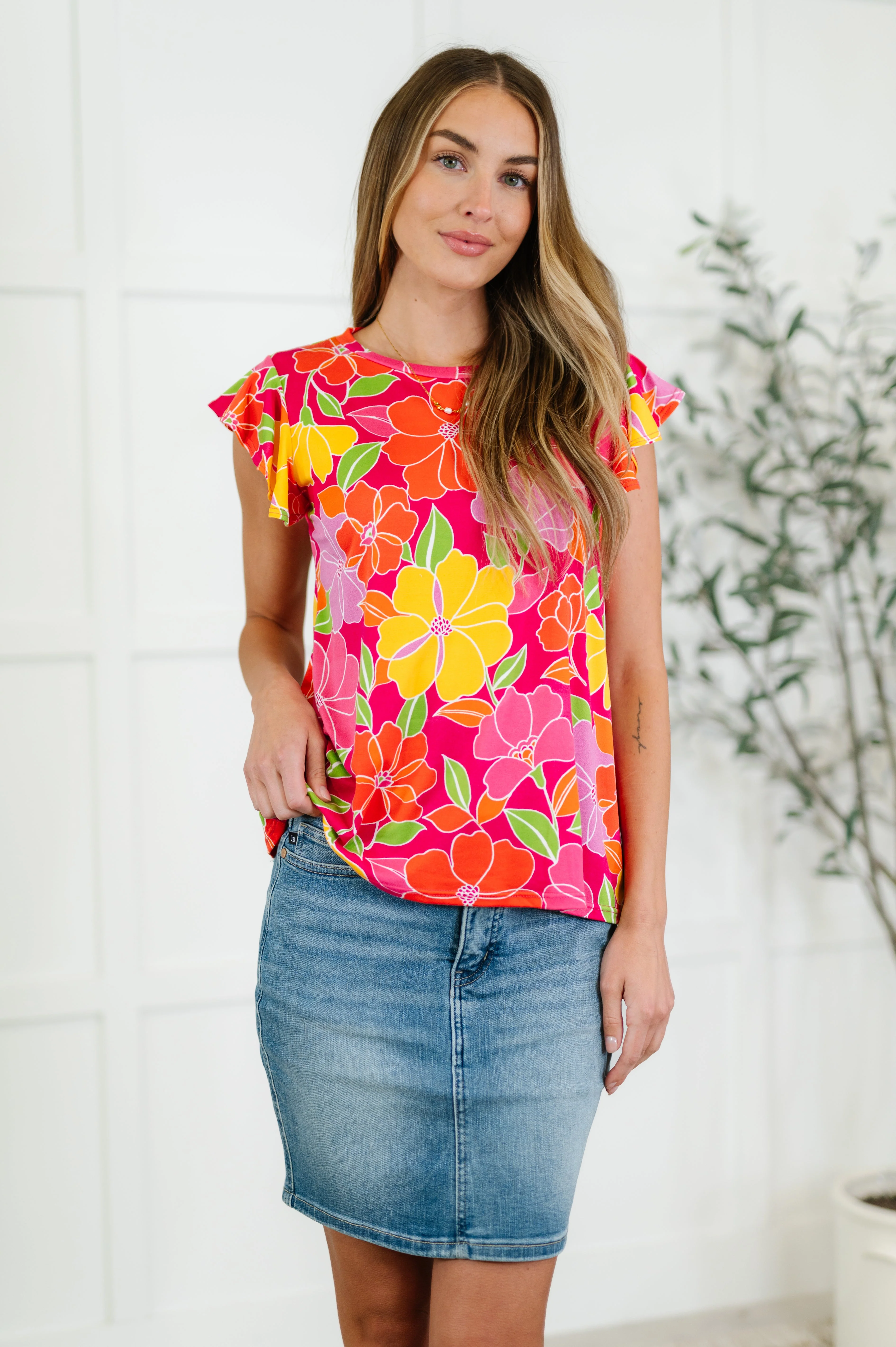 Garden Giggles Flutter Sleeve Top - Makeswep