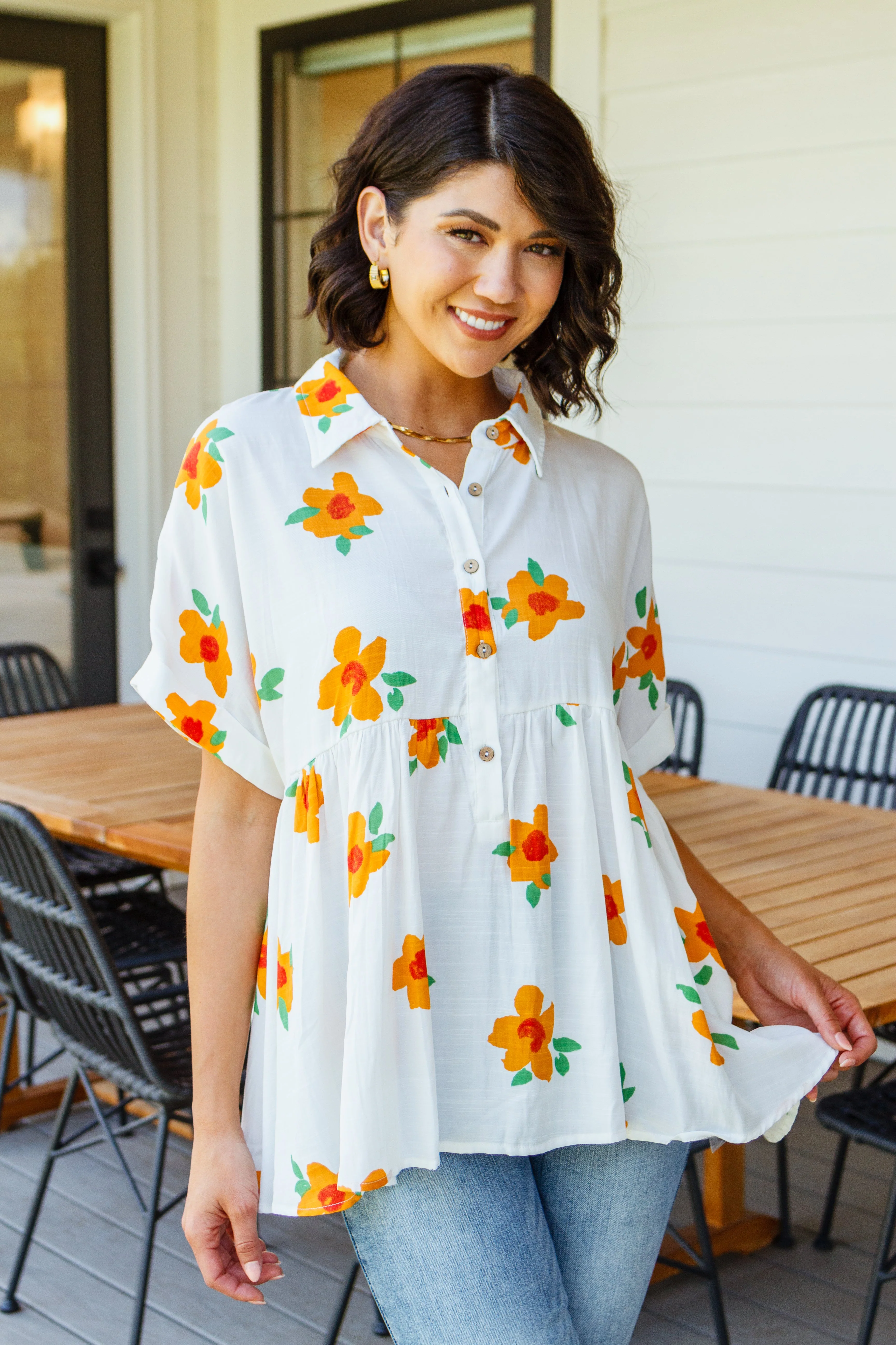 Blissed Out Button Up Babydoll Tunic - Makeswep