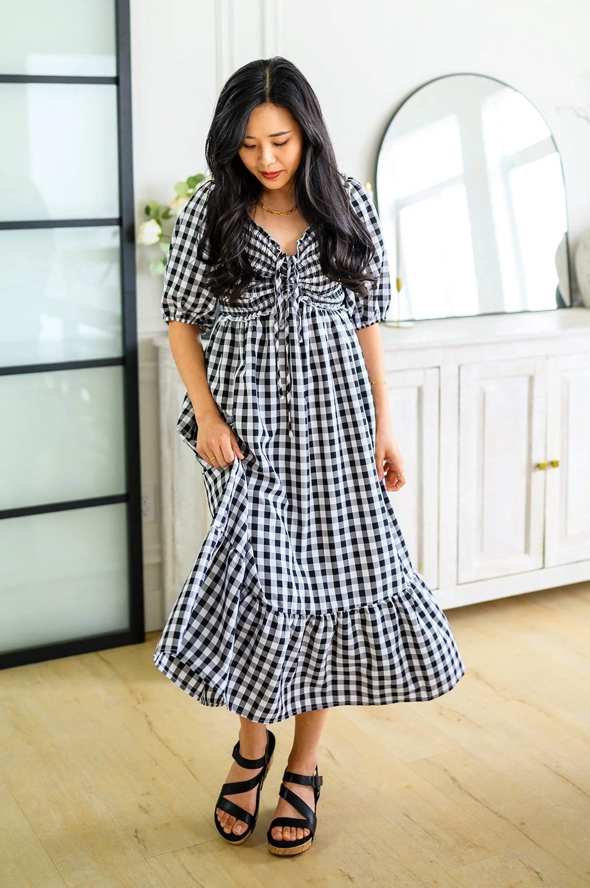 Greenville Gingham Midi Dress - Makeswep