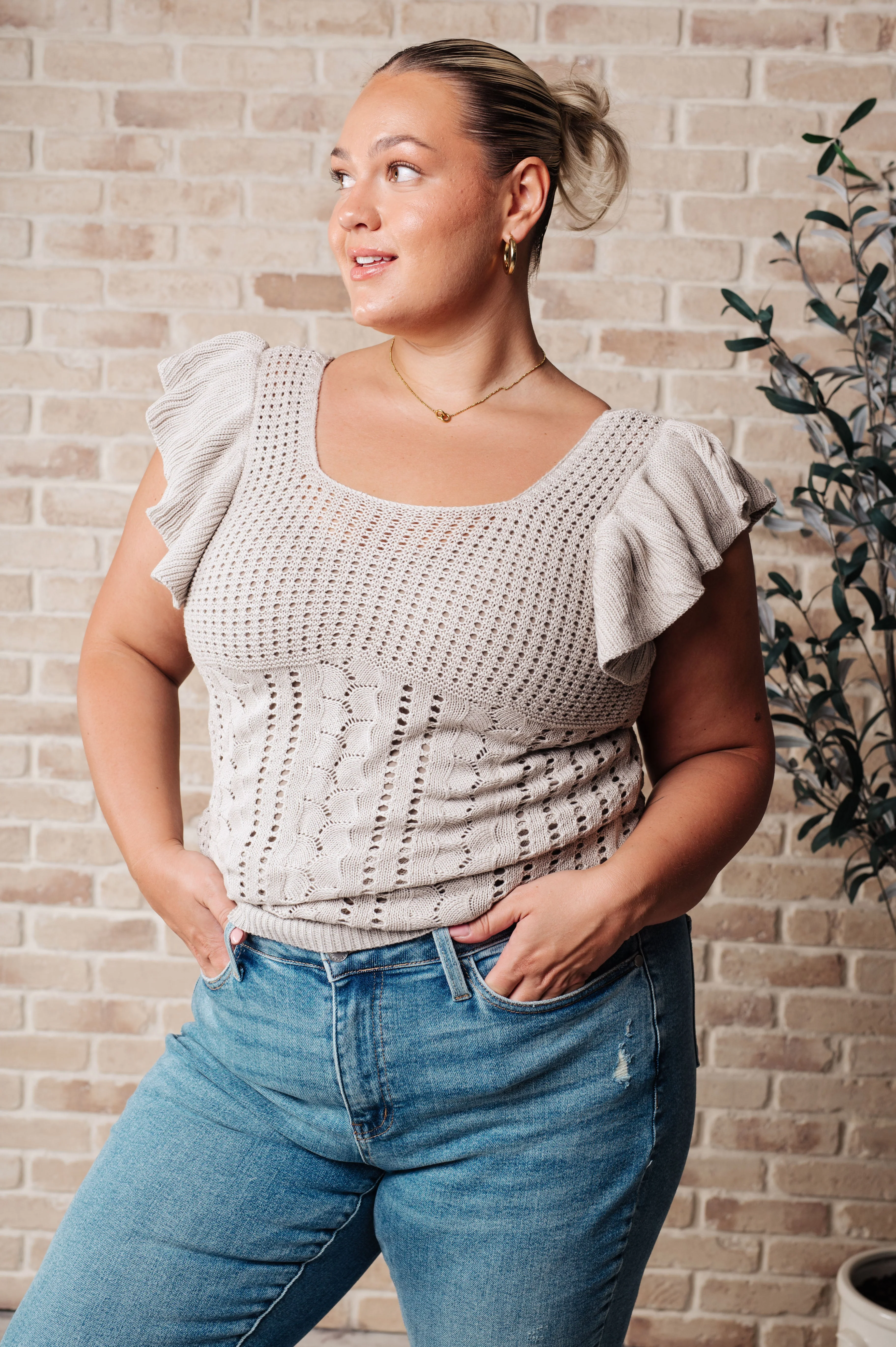 No One Knows Pointelle Knit Top - Makeswep