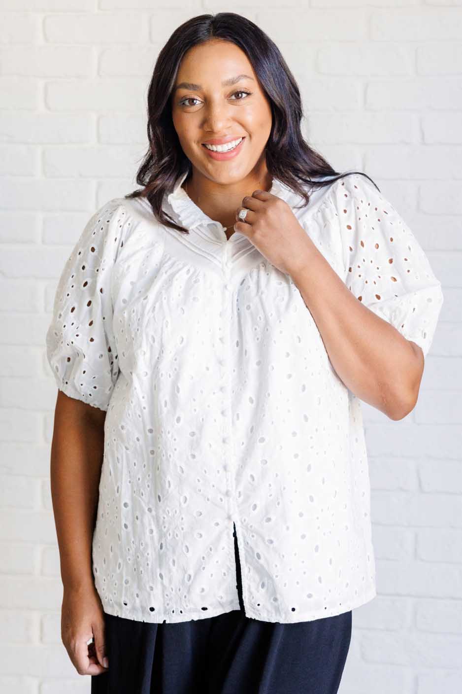 I'll Let You Know Eyelet Lace Blouse - Makeswep