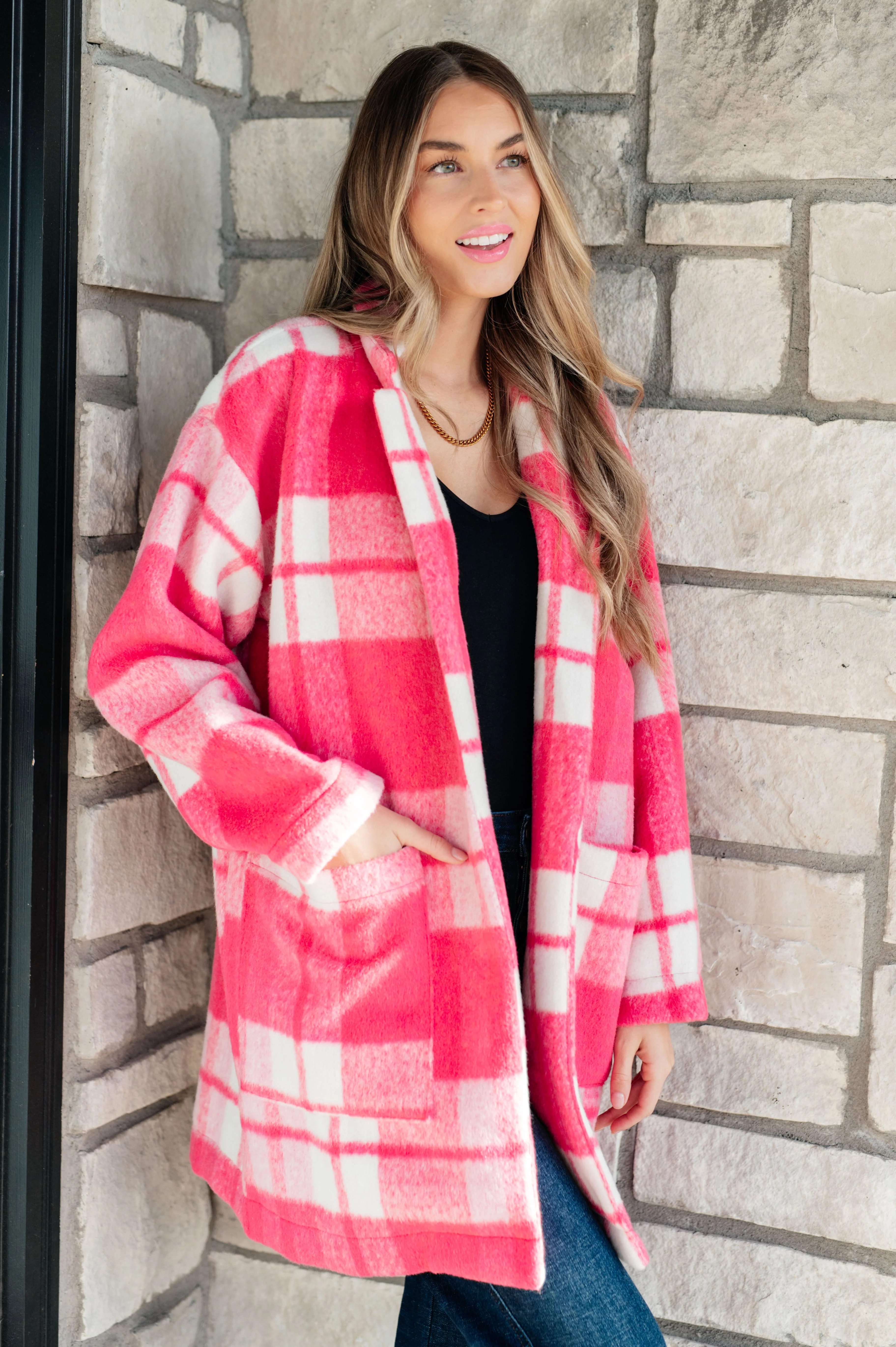 Passion in Plaid Coat in Pink - Makeswep