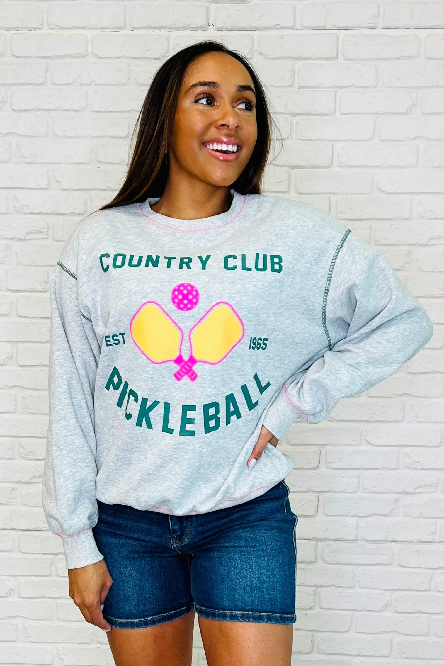 Country Club Pickle Ball Graphic Sweatshirt - Makeswep