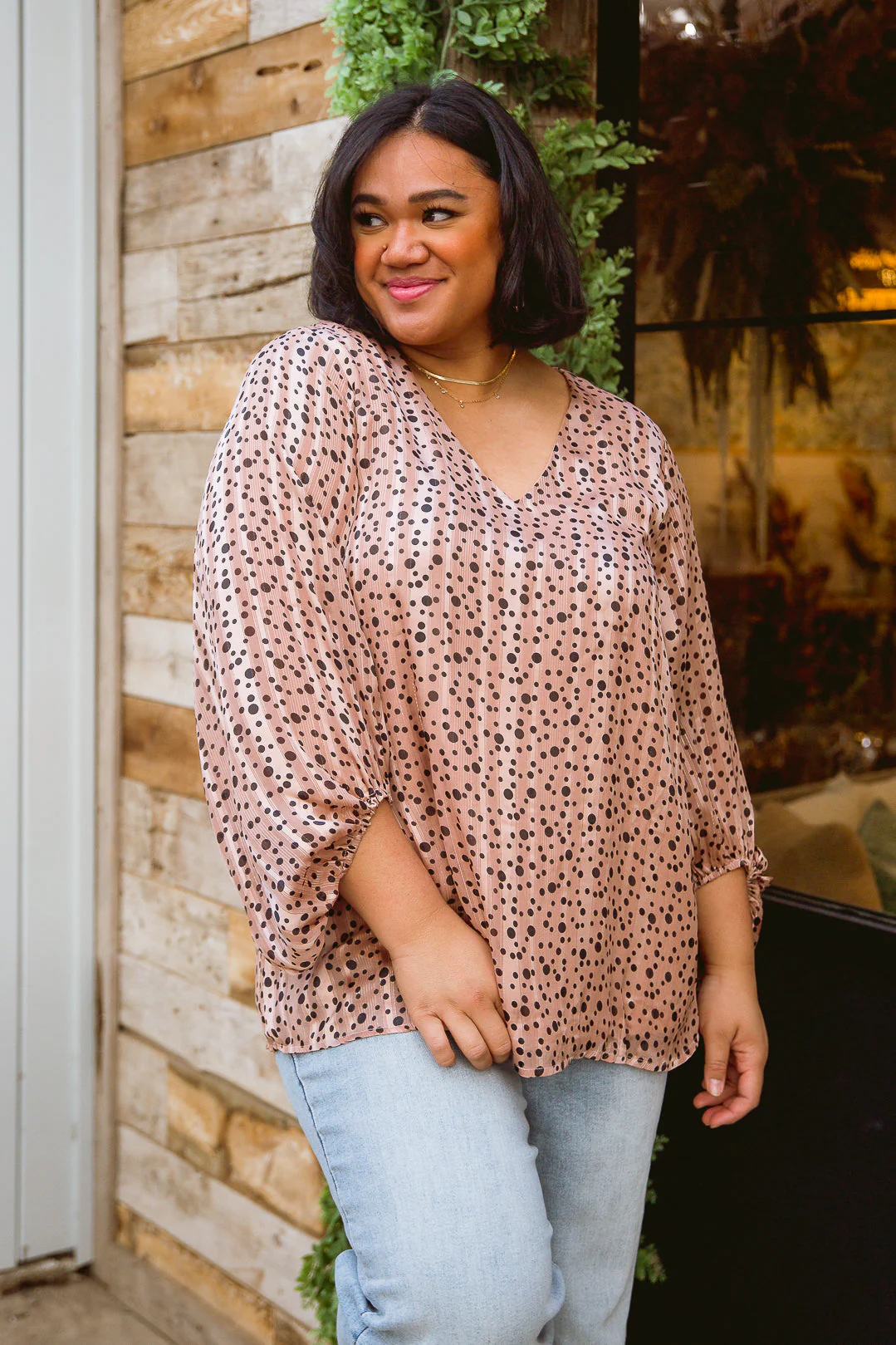 Vivian Satin Blouse in Rose Gold - Makeswep