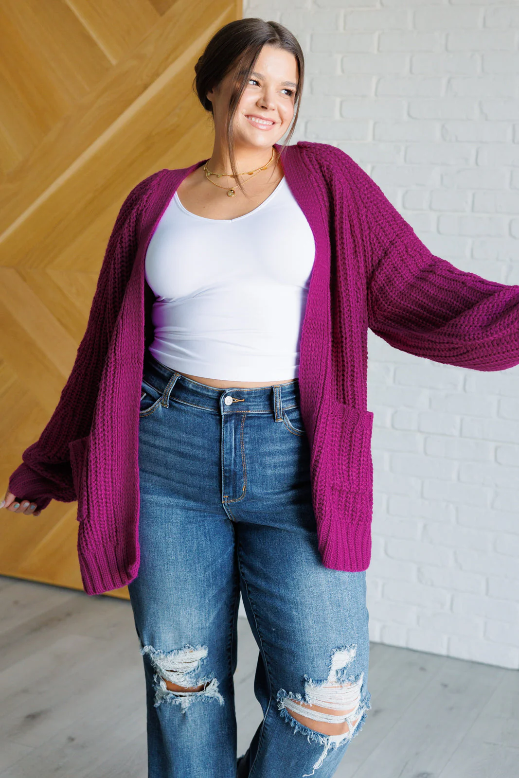 Maybe Monday Cardigan in Berry - Makeswep