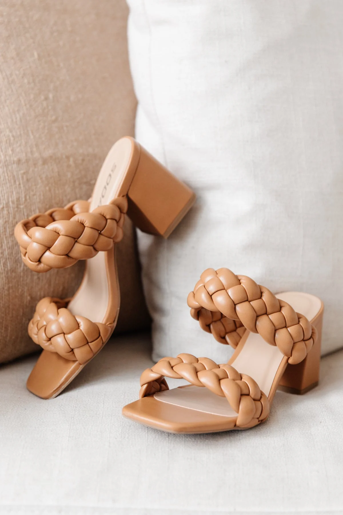Maya Braided Heels in Tan - Makeswep