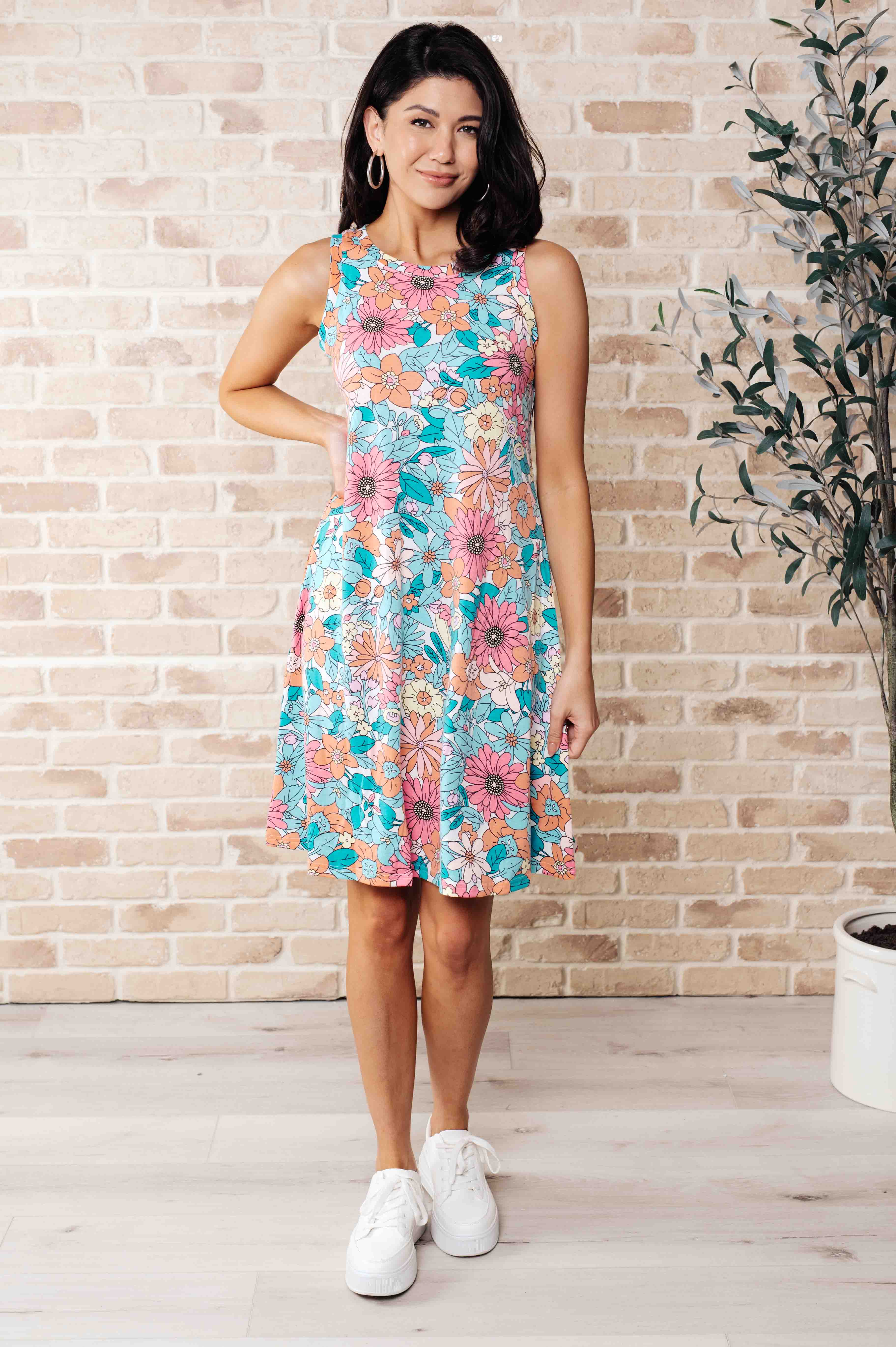 Summer Garden Sleeveless Swing Dress - Makeswep