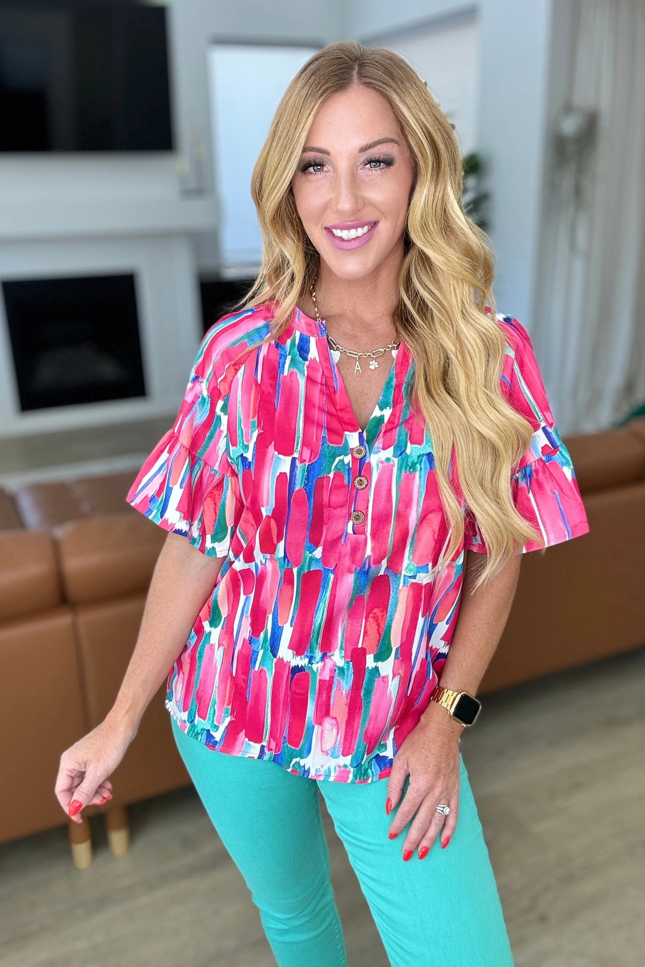 Art Exhibit V-Neck Blouse - Makeswep