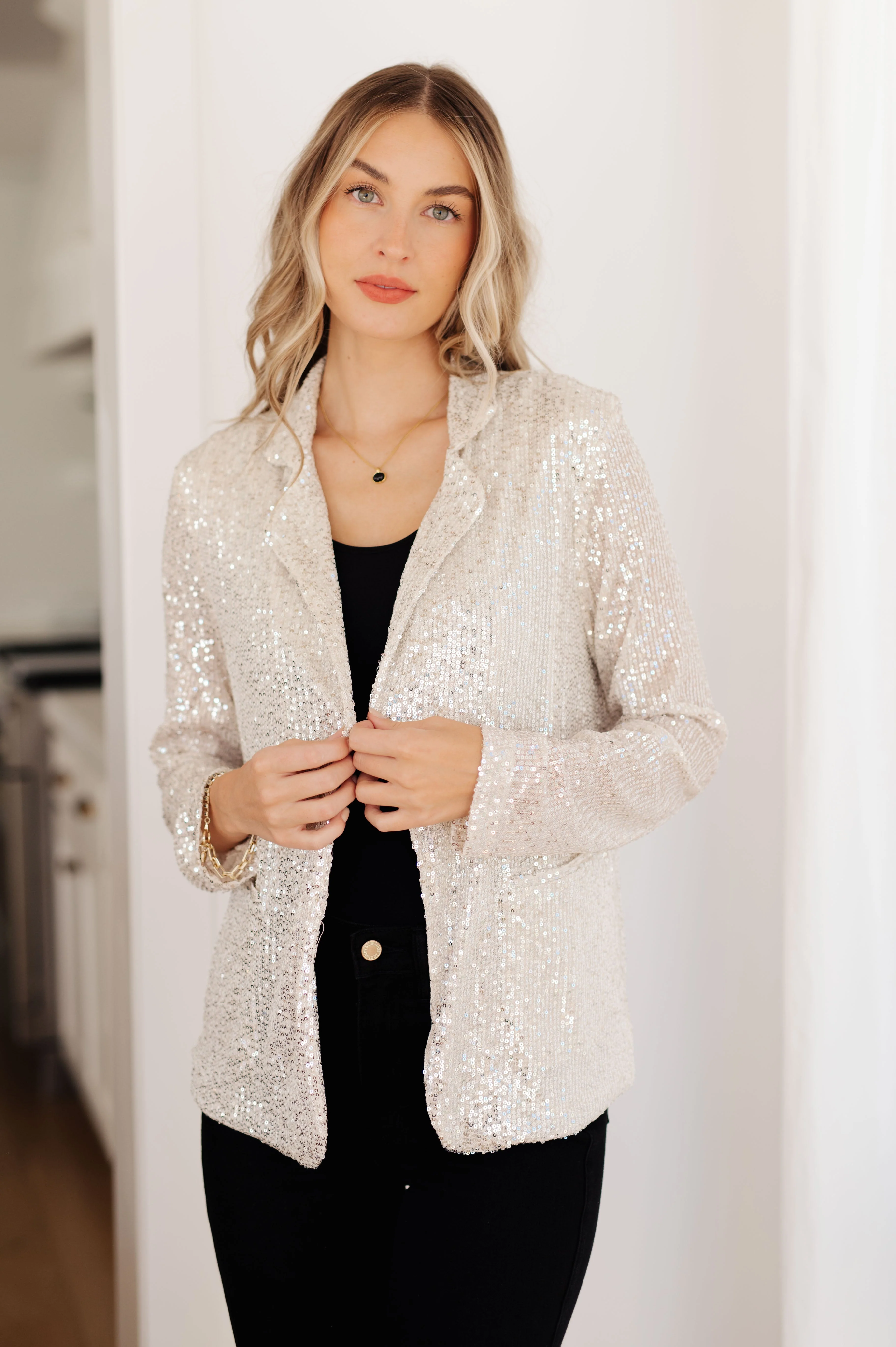 I Know You're Busy Sequin Blazer - Makeswep