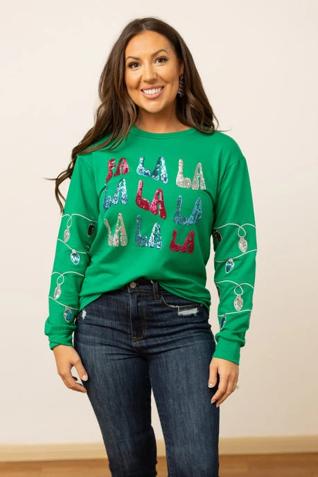 Fa La La Sequins Green Sweater - Makeswep