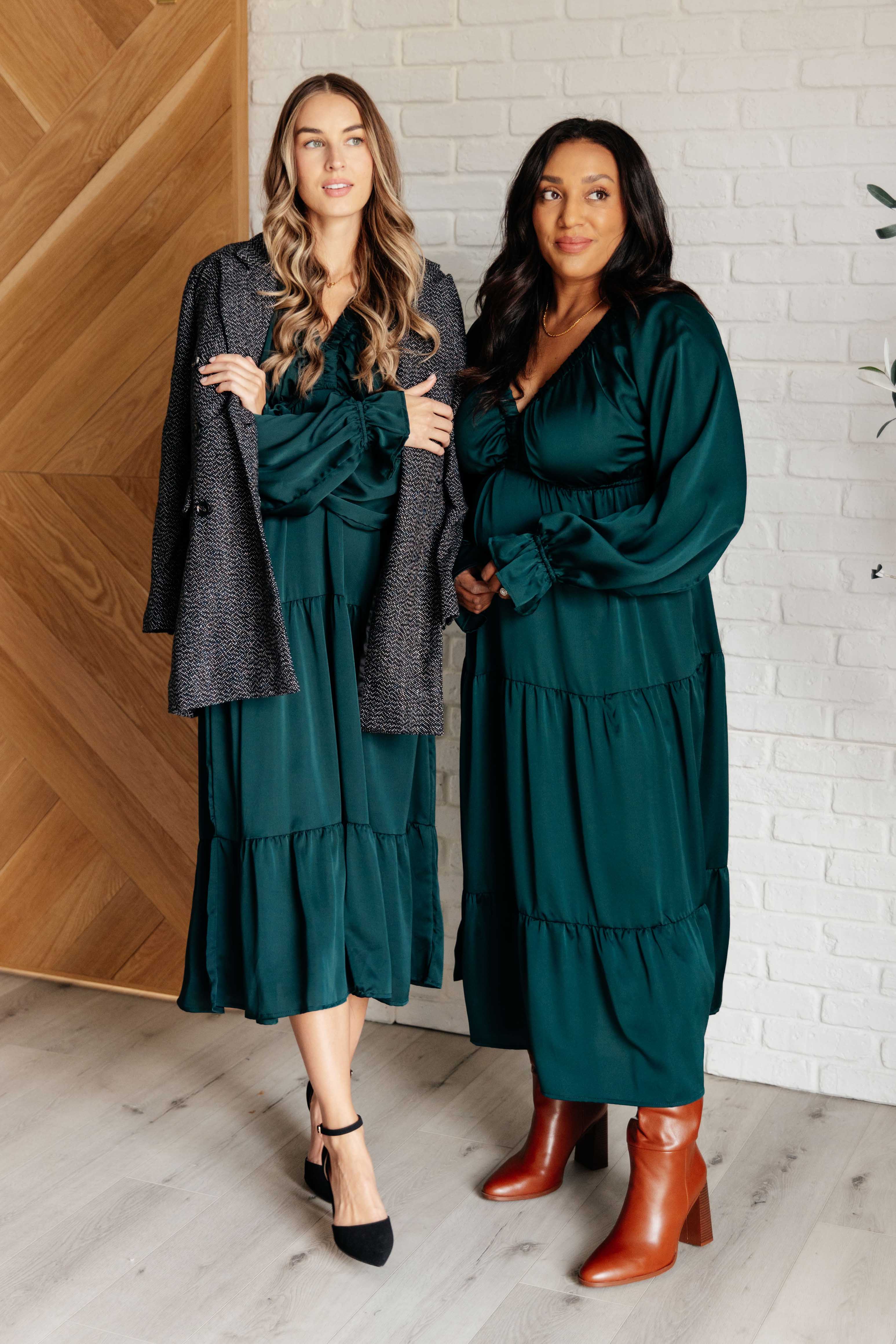 Makes Me Want to Skip Tiered Dress in Hunter Green - Makeswep