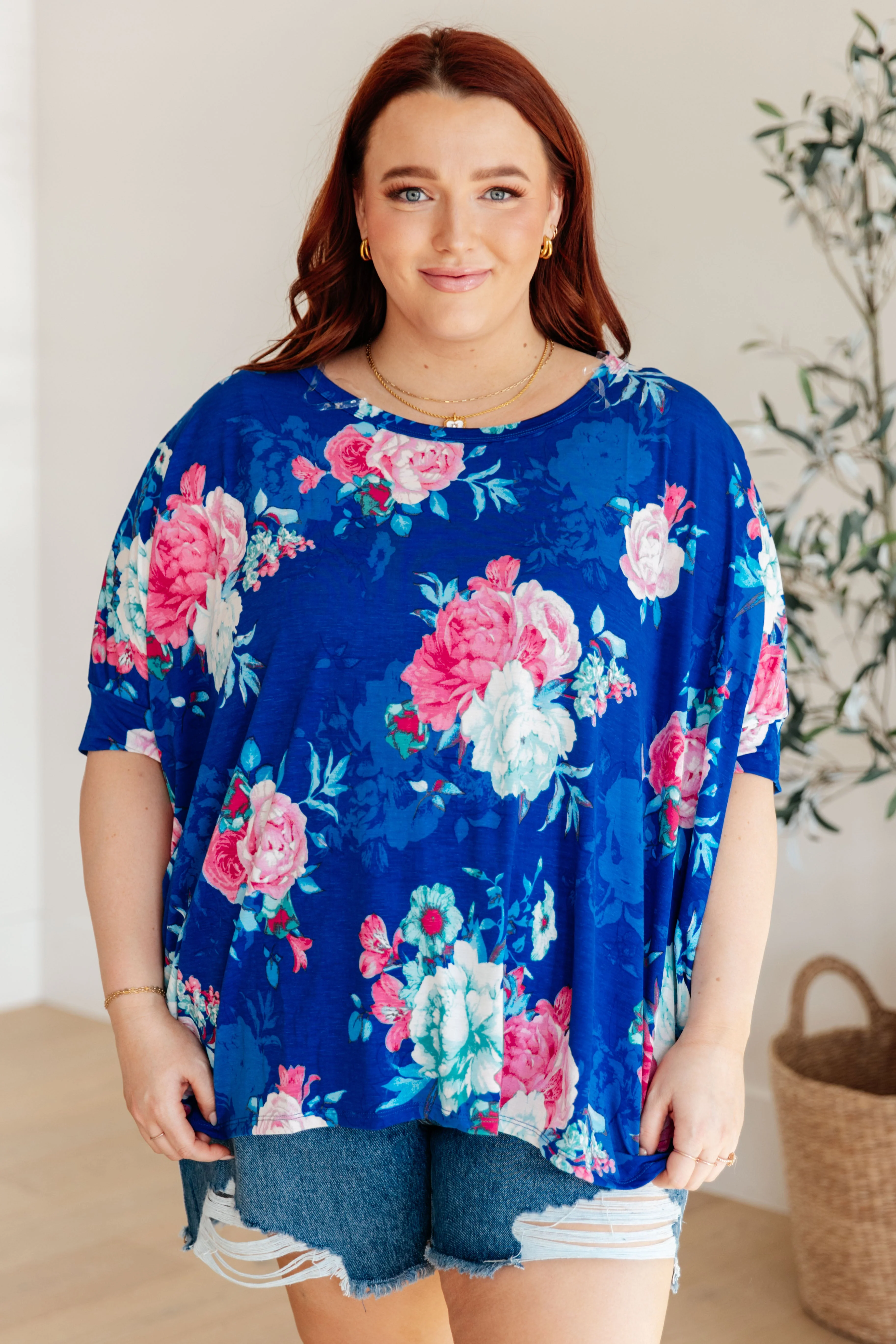 Essential Blouse in Royal and Pink Floral - Makeswep