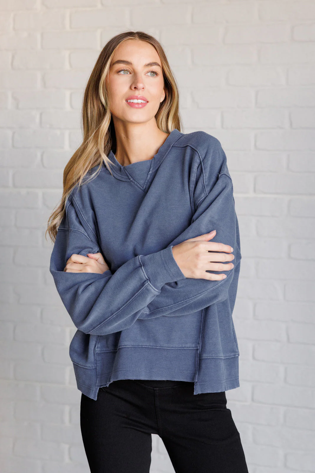 Quick Fix Mineral Wash Crew Neck Pullover in Psychic - Makeswep