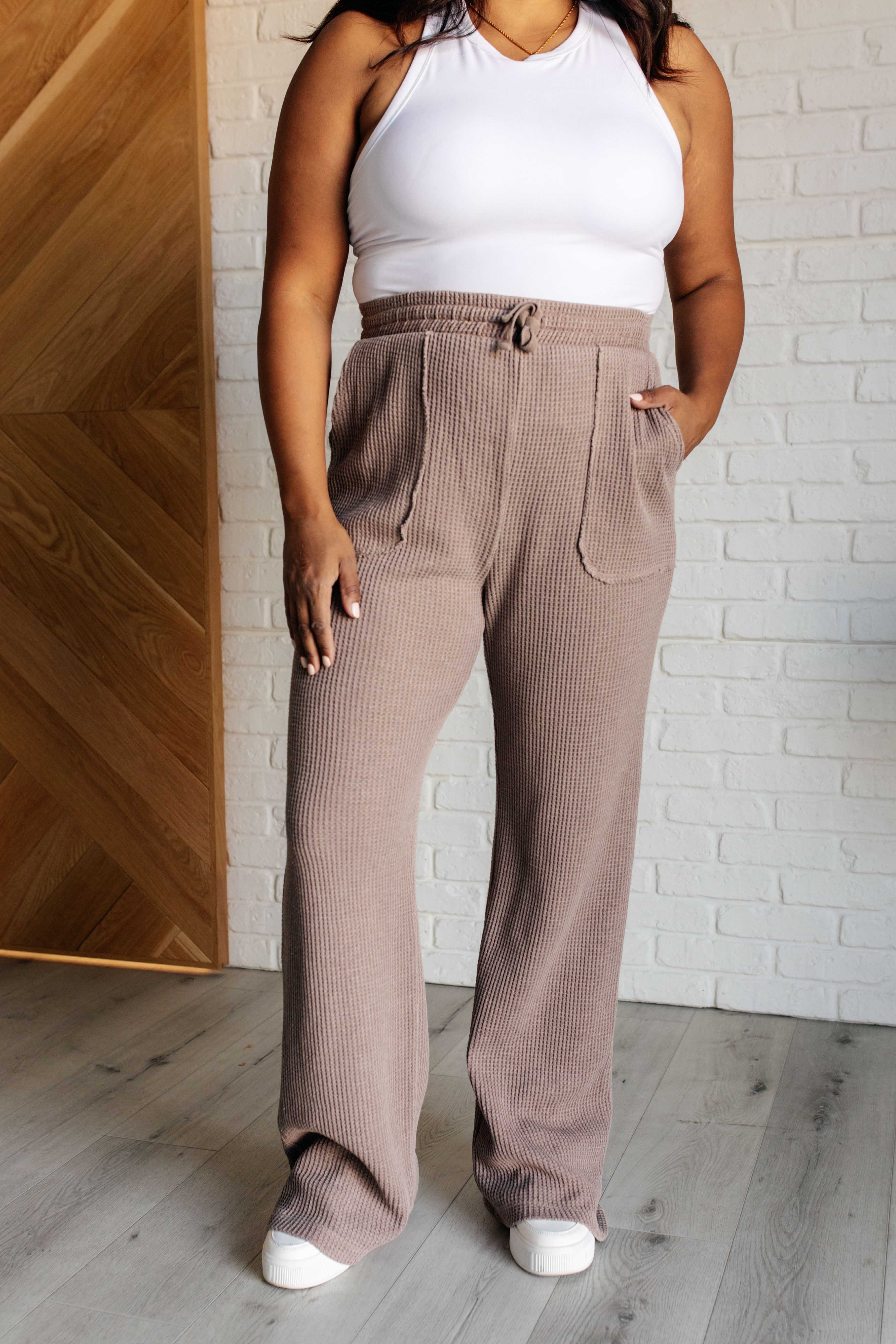 Set Process Mineral Wash Waffle Knit Pants in Brown - Makeswep