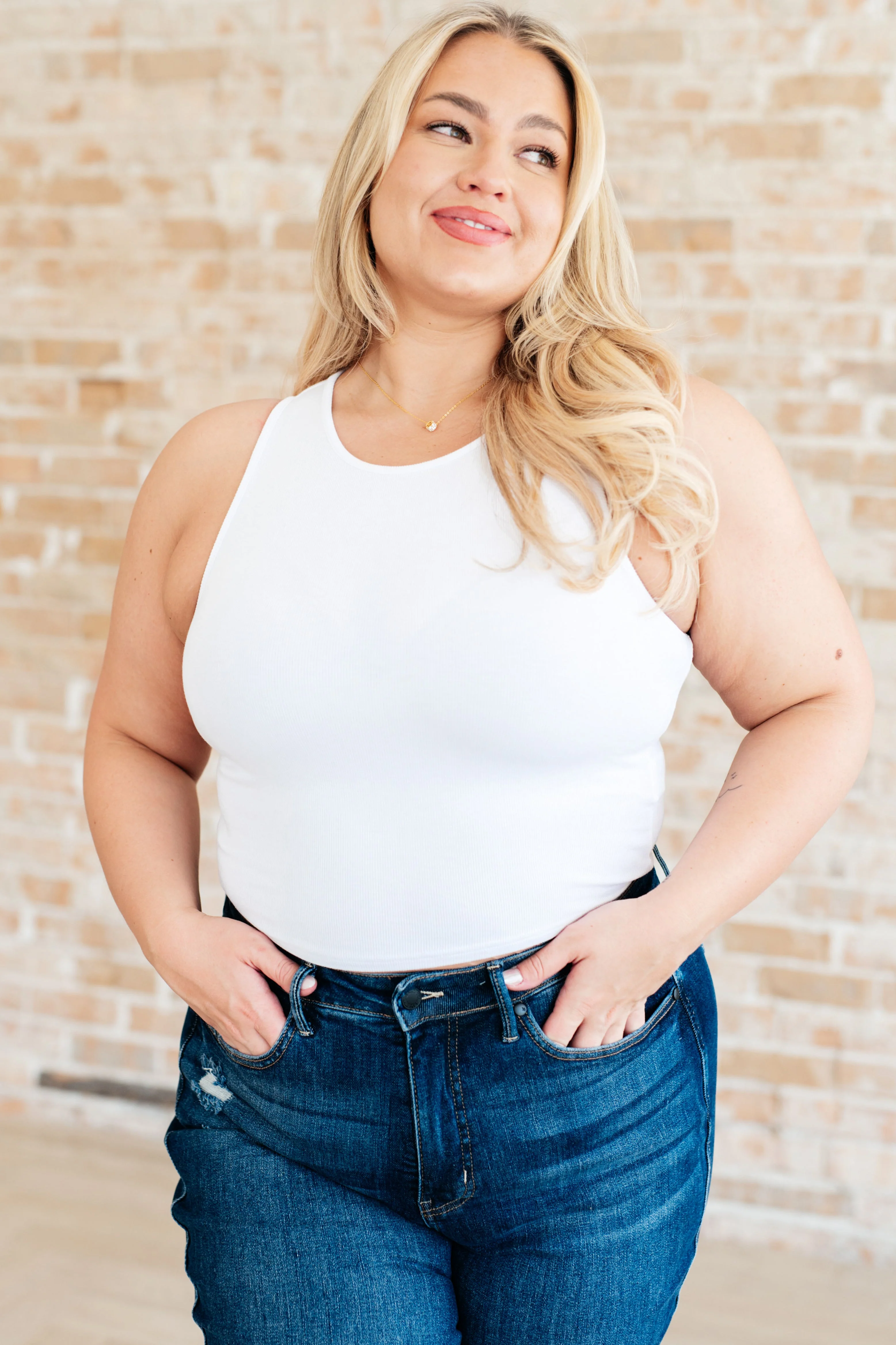 Cream of the Crop Rib Knit Tank Top in White - Makeswep