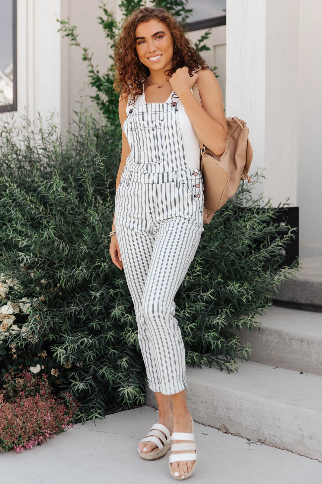 JUDY BLUE Railroad Stripe Overalls - Makeswep