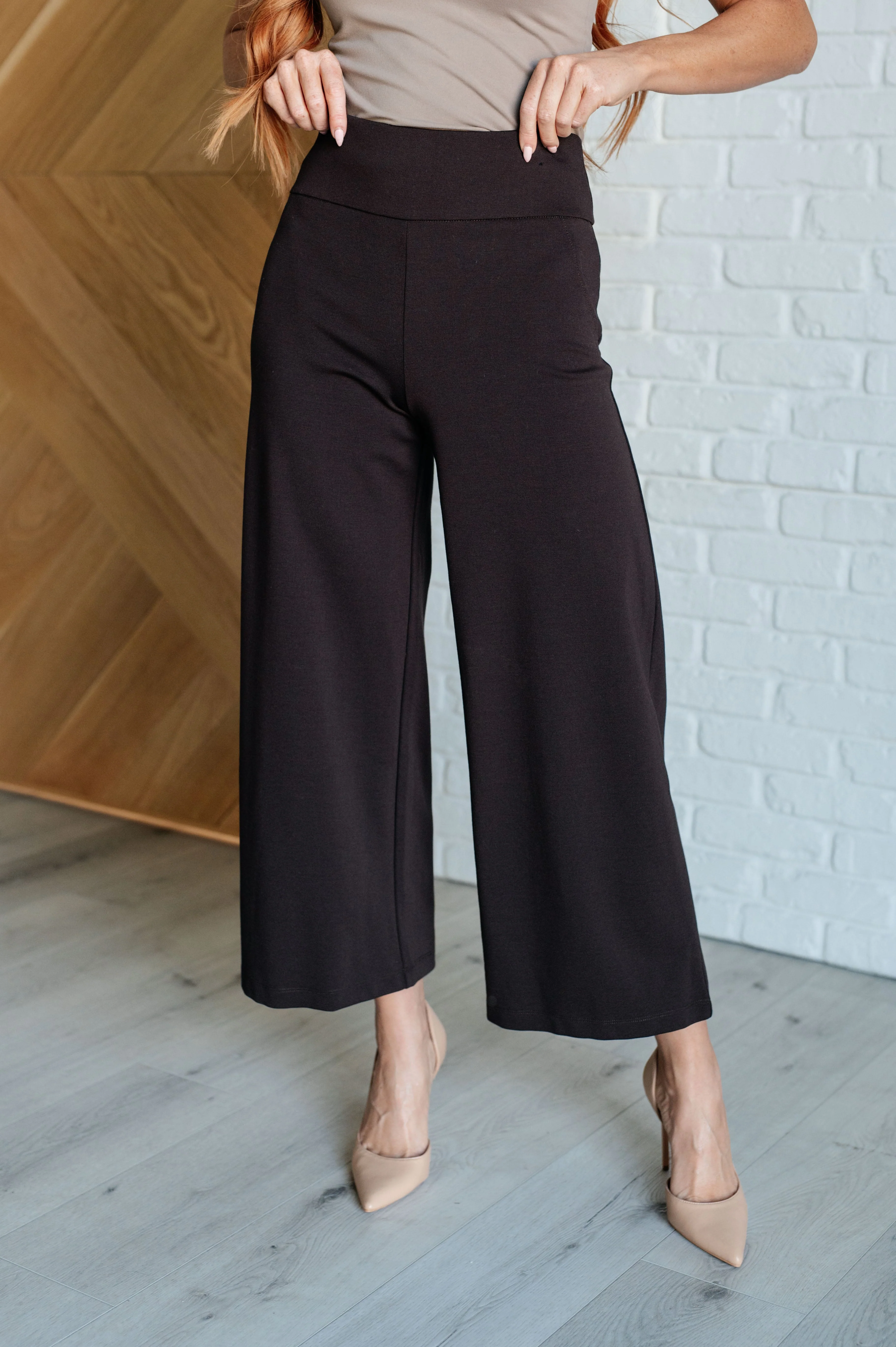 Magic Wide Leg Crop Pants in Chocolate - Makeswep
