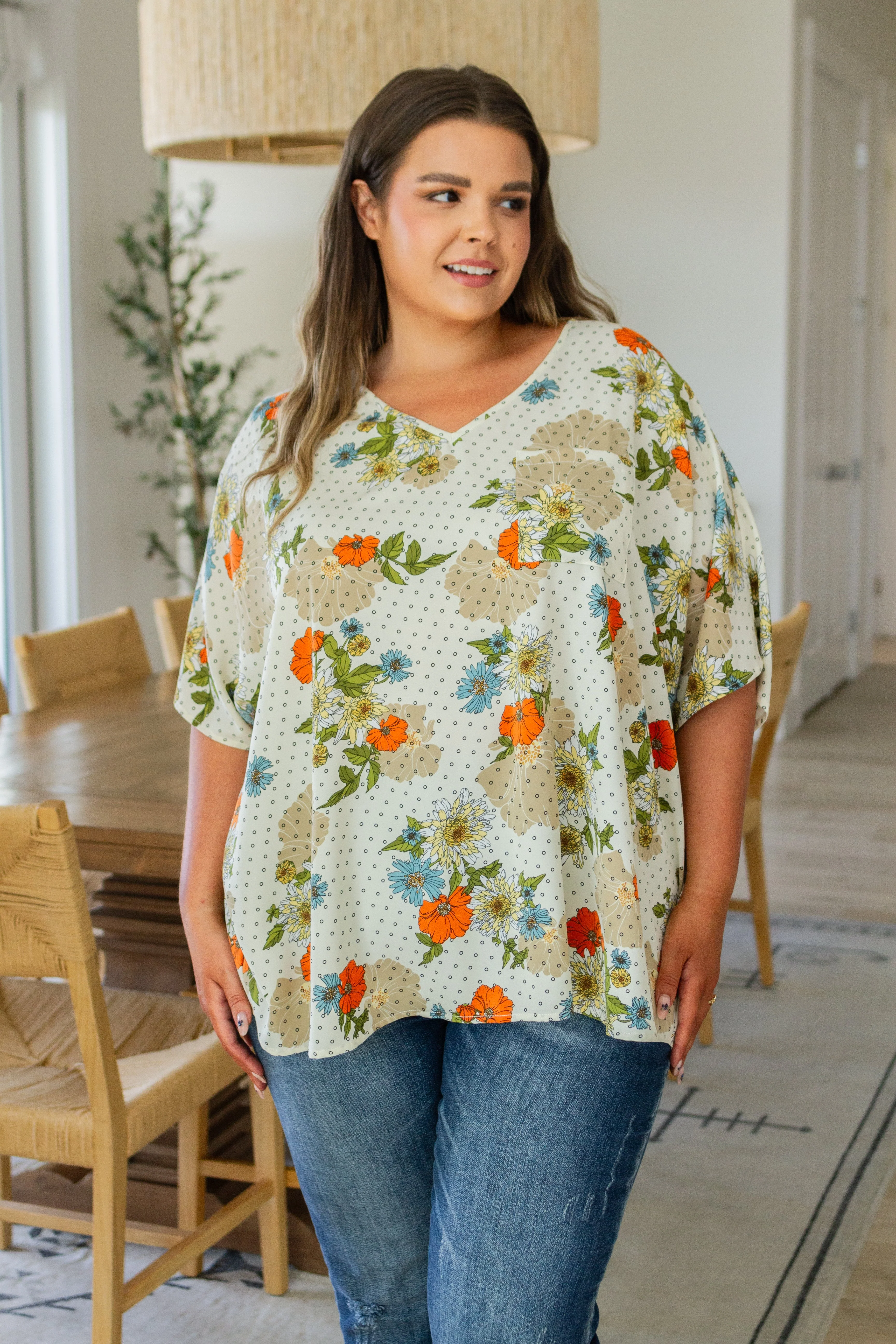 Good Morning Floral V-Neck Blouse - Makeswep