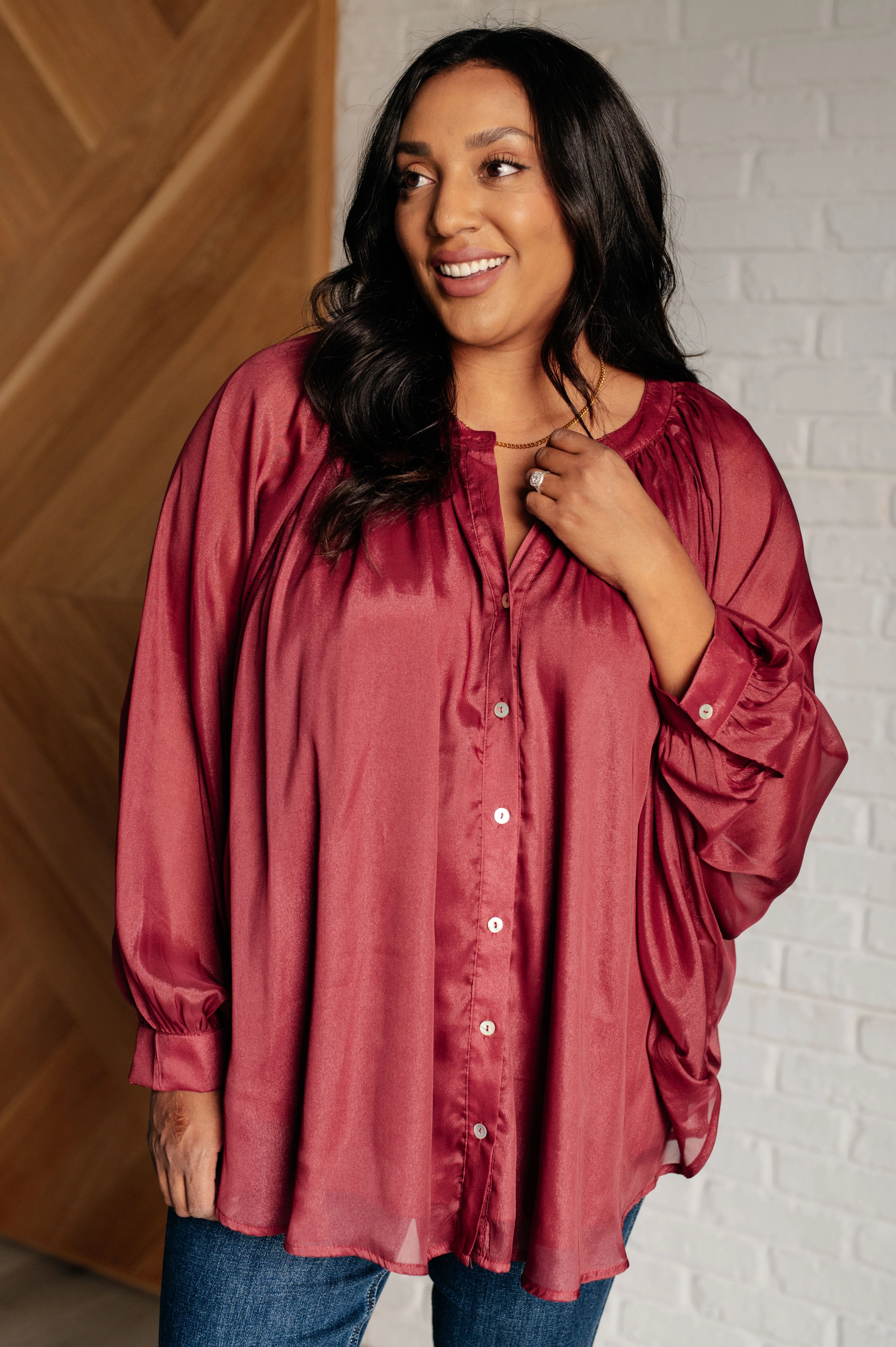 Smiles and Pouts Bat Sleeve Button Down - Makeswep