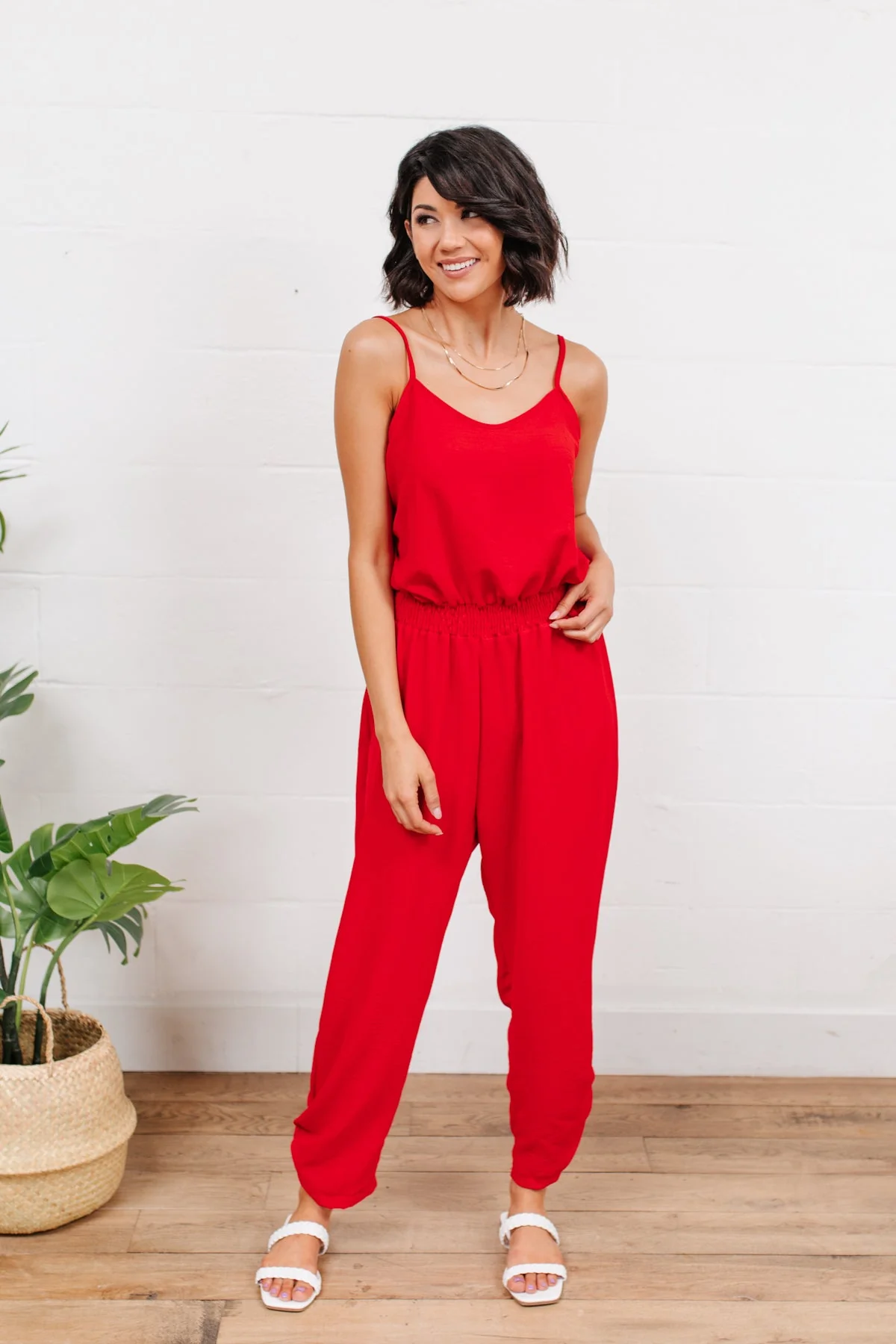 Livin' The Dream Jumpsuit in Red - Makeswep