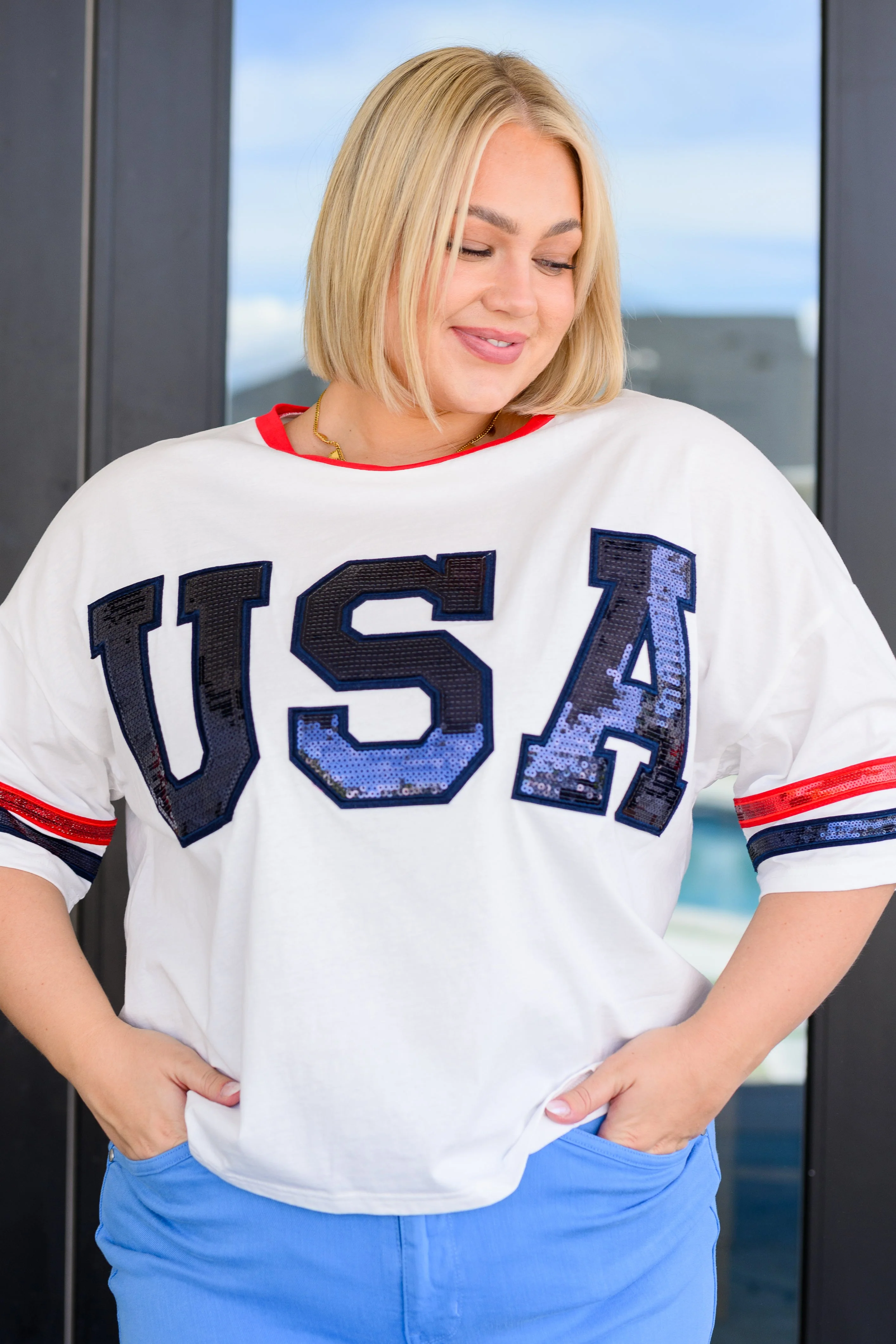 Party In The USA Drop Shoulder Top - Makeswep