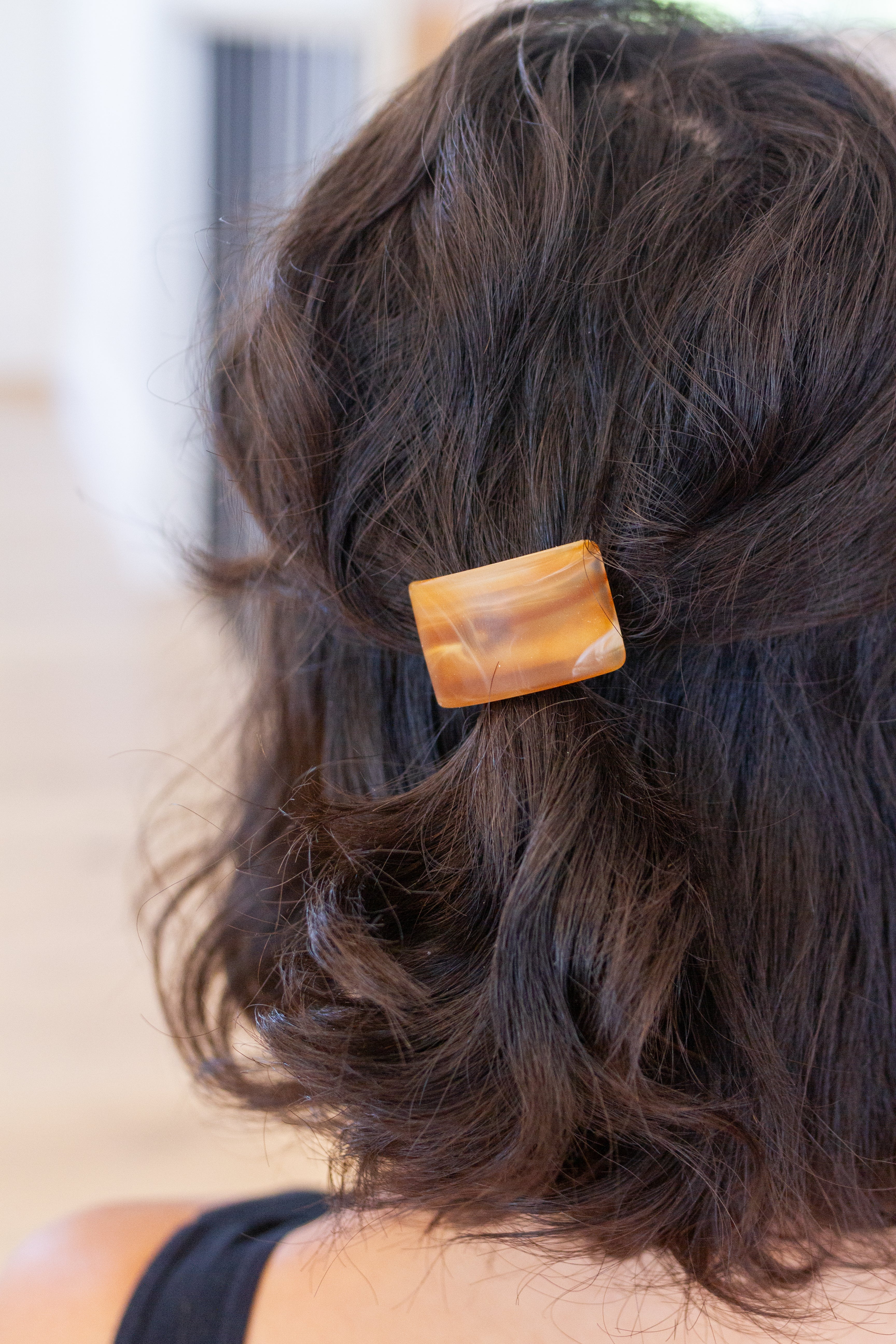 Rectangle Cuff Hair Tie Elastic in Amber - Makeswep