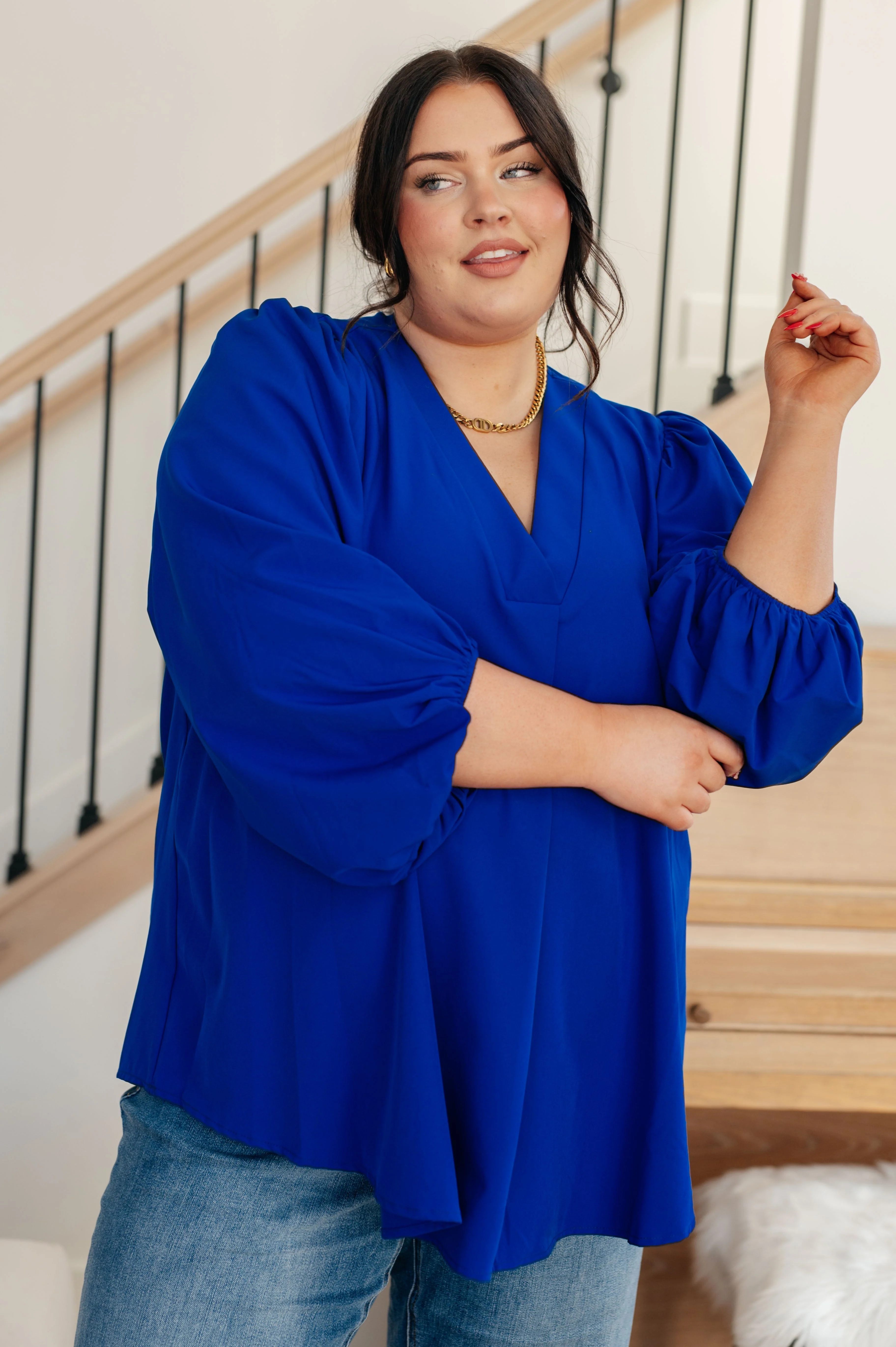 What Do You Say Balloon Sleeve Blouse - Makeswep