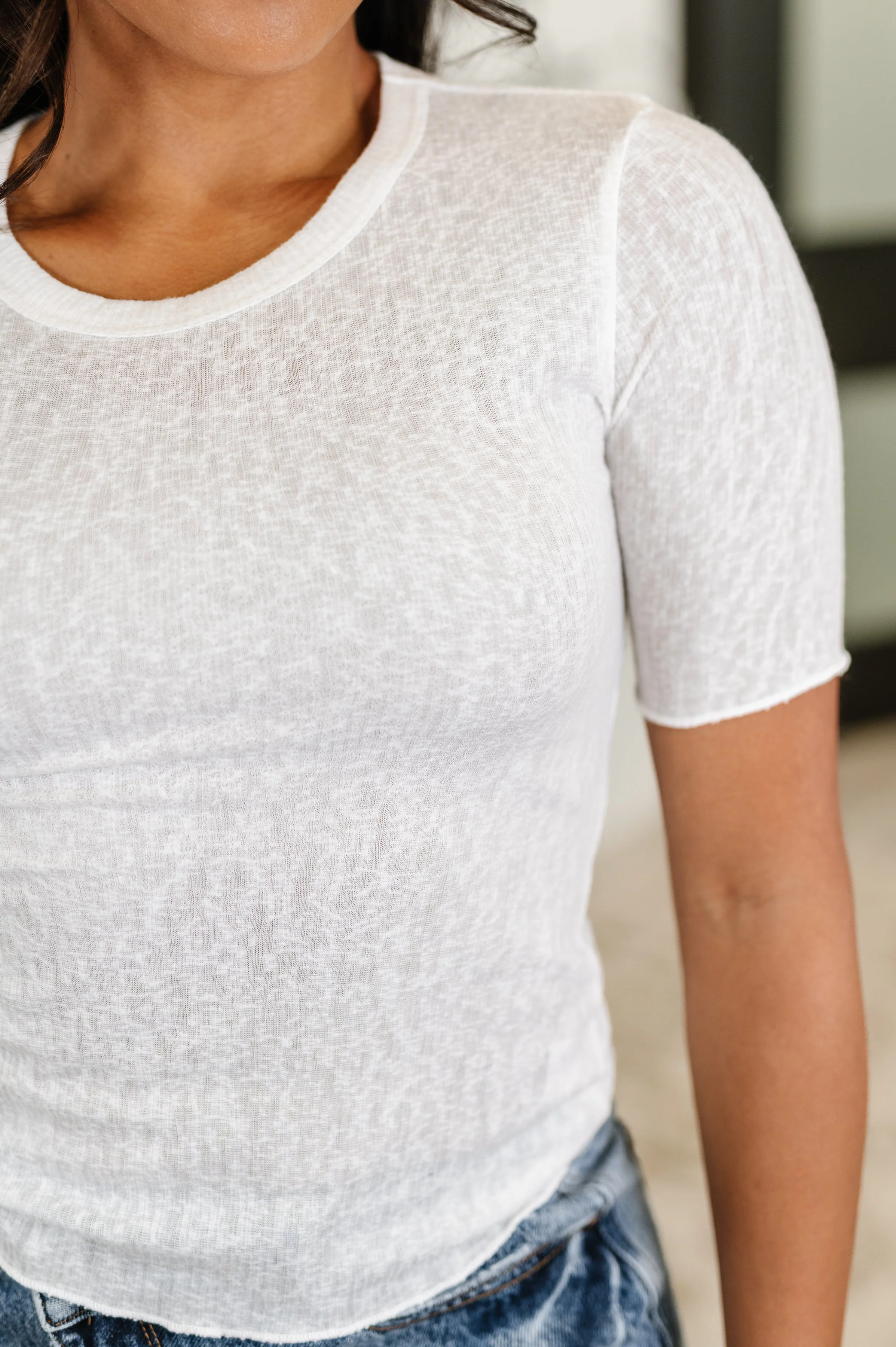 Knit Pick Basic Tee in Off White - Makeswep