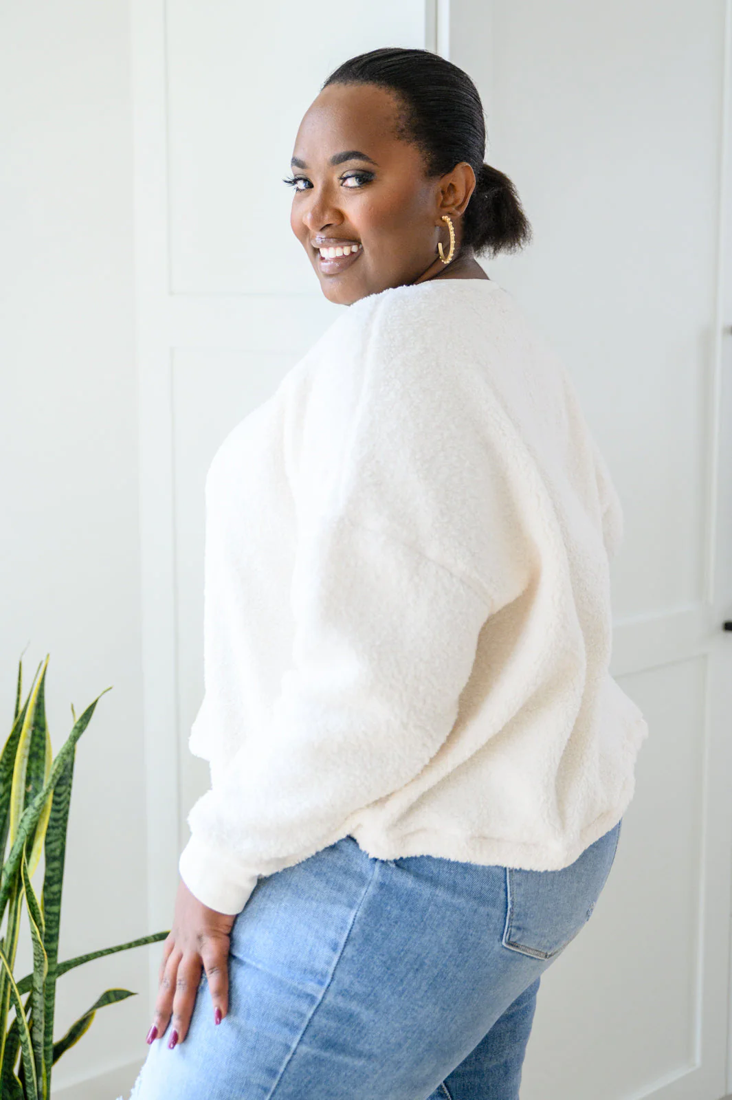 Fuzzy Cuddles Sweater in Off White - Makeswep